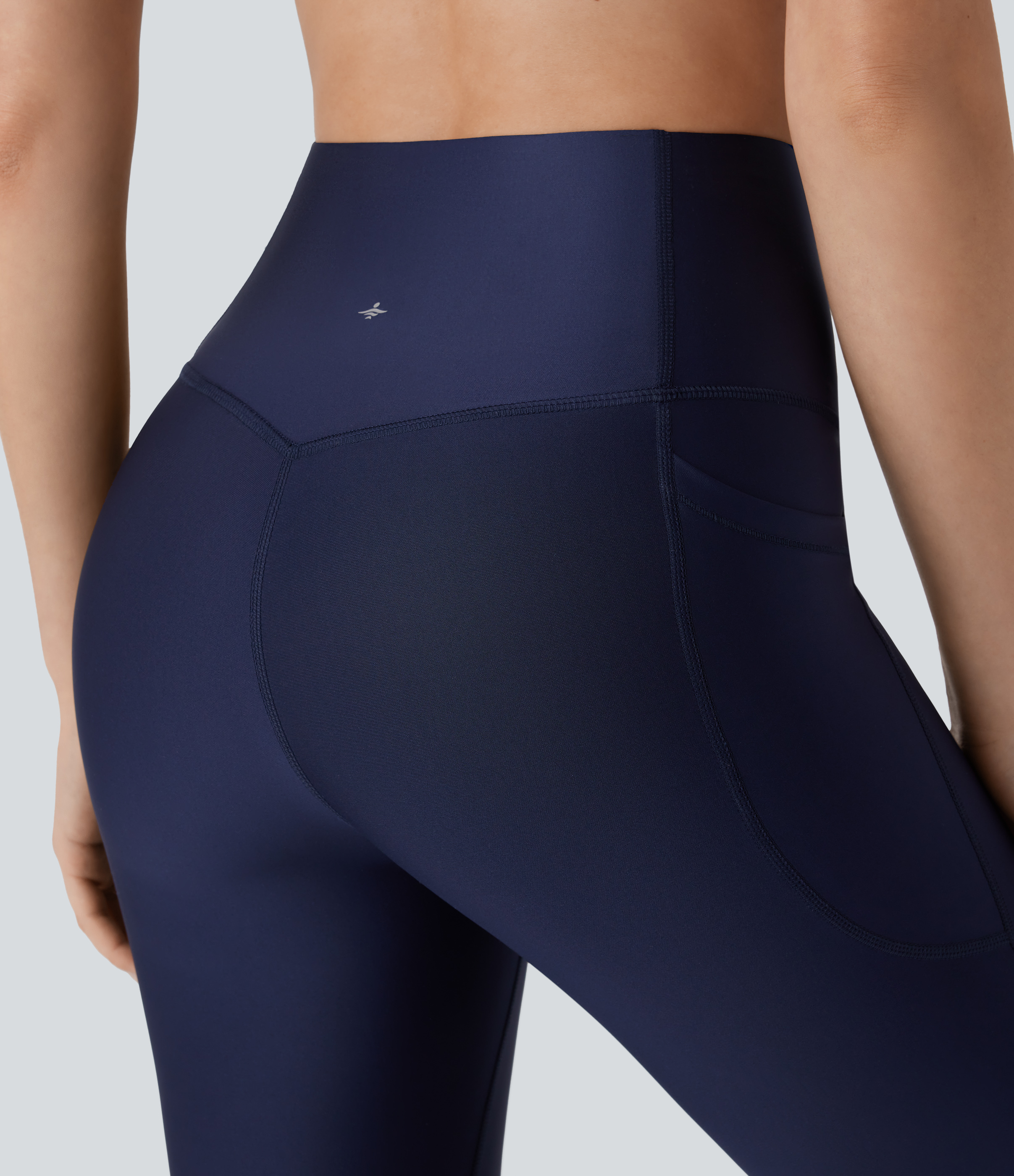 Halara SoCinched High Waisted Tummy Control Side Pocket Sheen Workout Leggings  - Blue Nights - L(7/8) gym leggings leggings with pockets 