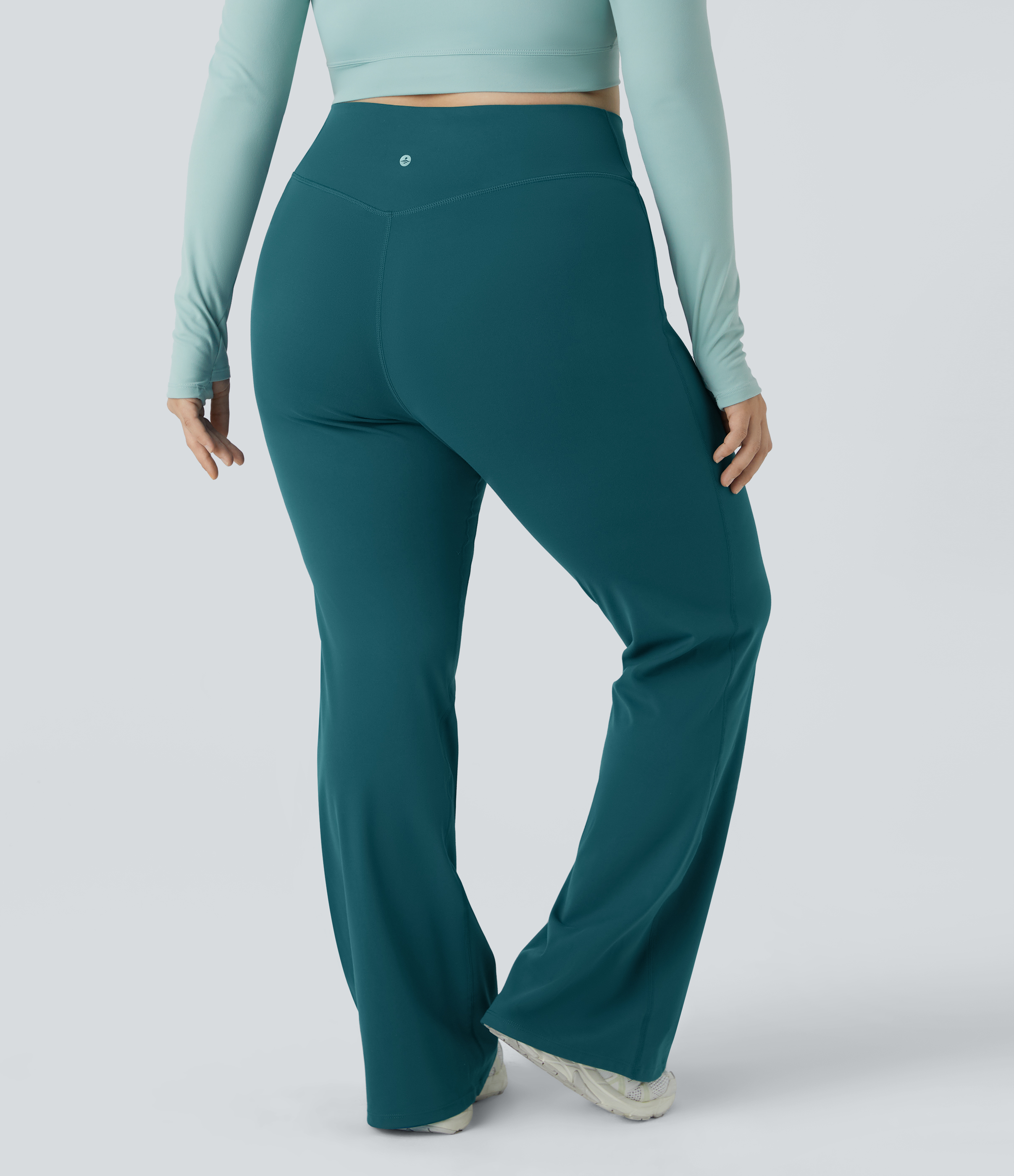 Halara High Waisted Crossover Full Length Flare Plus Size Leggings  - Atlantic Deep - 2X 