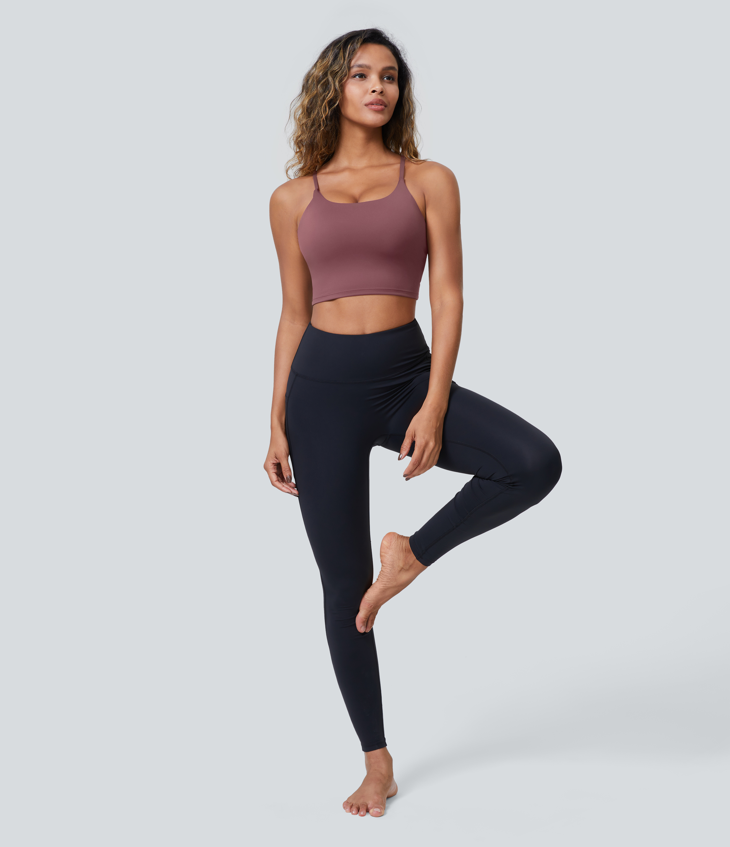 Halara PatitoffВ® 2.0 Pet Hair Resistant Padded Cropped Yoga Cami Tank Top - Wild Ginger - L golf tops halter top tunic tops sleeveless tops 