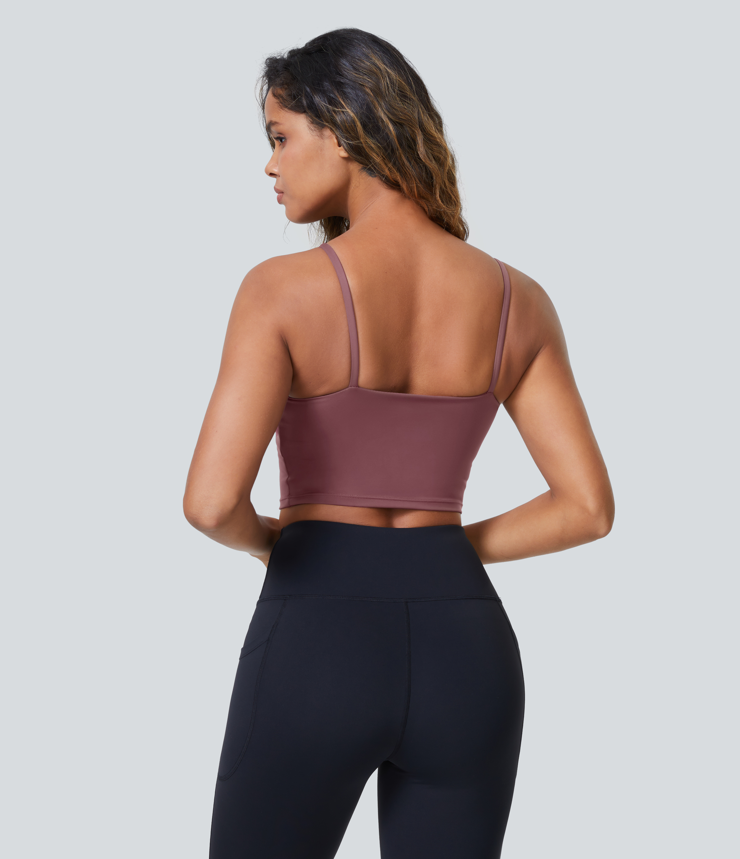 Halara PatitoffВ® 2.0 Pet Hair Resistant Padded Cropped Yoga Cami Tank Top - Wild Ginger - L golf tops halter top tunic tops sleeveless tops 