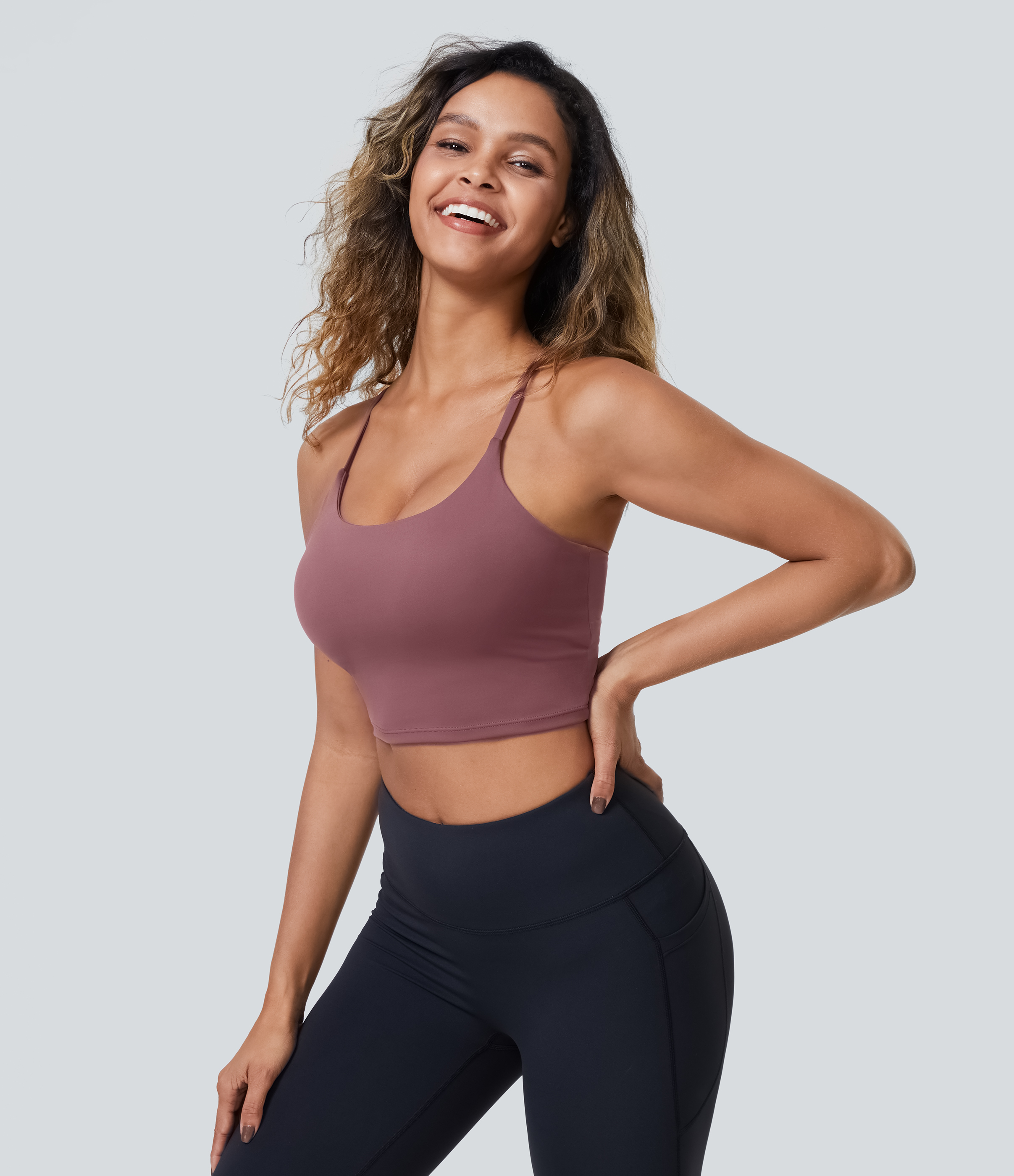 Halara PatitoffВ® 2.0 Pet Hair Resistant Padded Cropped Yoga Cami Tank Top - Wild Ginger - L golf tops halter top tunic tops sleeveless tops 