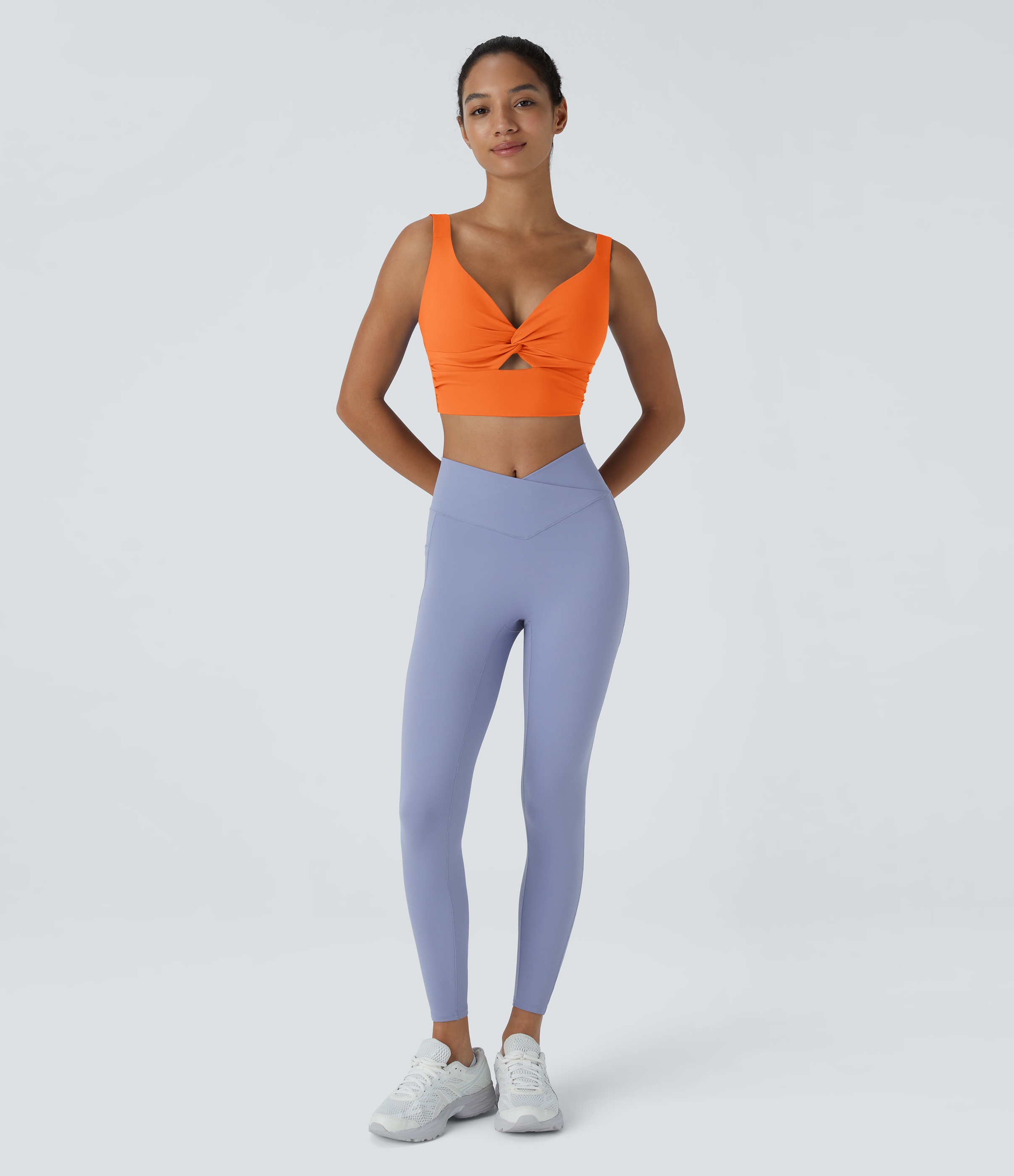 Halara Cloudfulв„ў Air Fabric Low Support Twisted Cut Out Backless Cool Touch Barre Ballet Dance Sports Bra  - Exotic Orange - S push up bra 