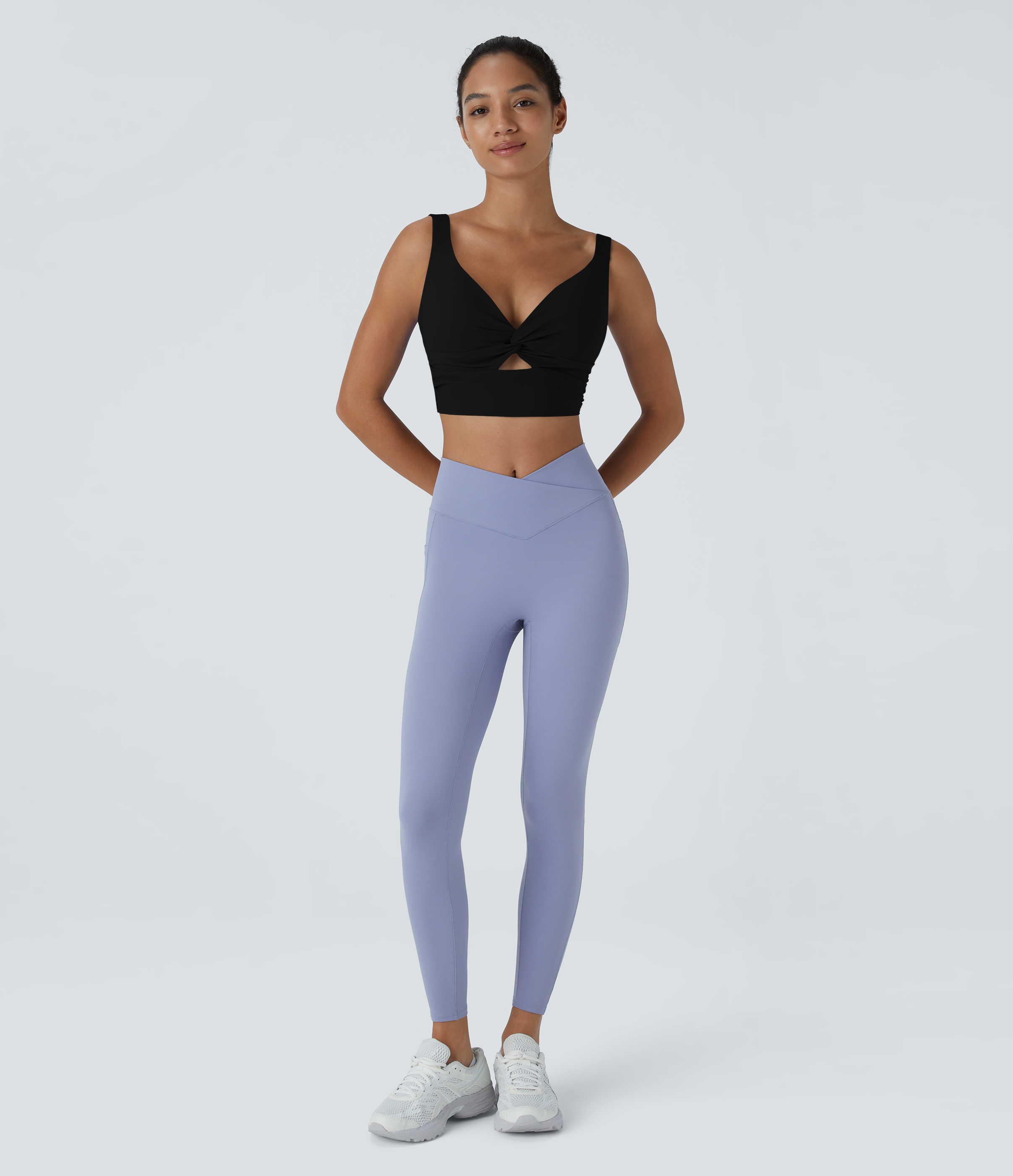 Halara Cloudfulв„ў Air Fabric Low Support Twisted Cut Out Backless Cool Touch Barre Ballet Dance Sports Bra  - Black - XS push up bra 