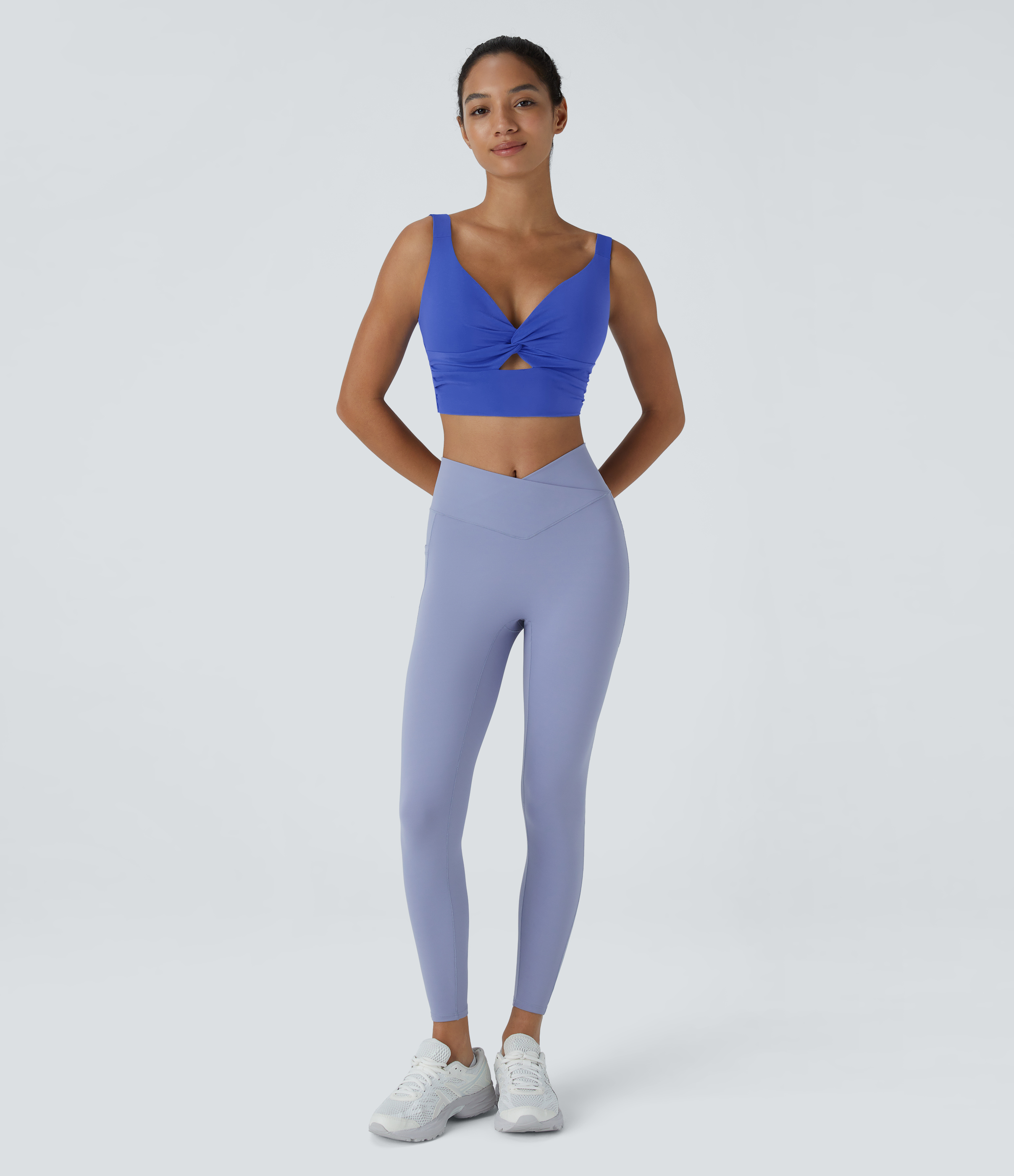 Halara Cloudfulв„ў Air Fabric Low Support Twisted Cut Out Backless Cool Touch Barre Ballet Dance Sports Bra  - Aster Blue - S push up bra 