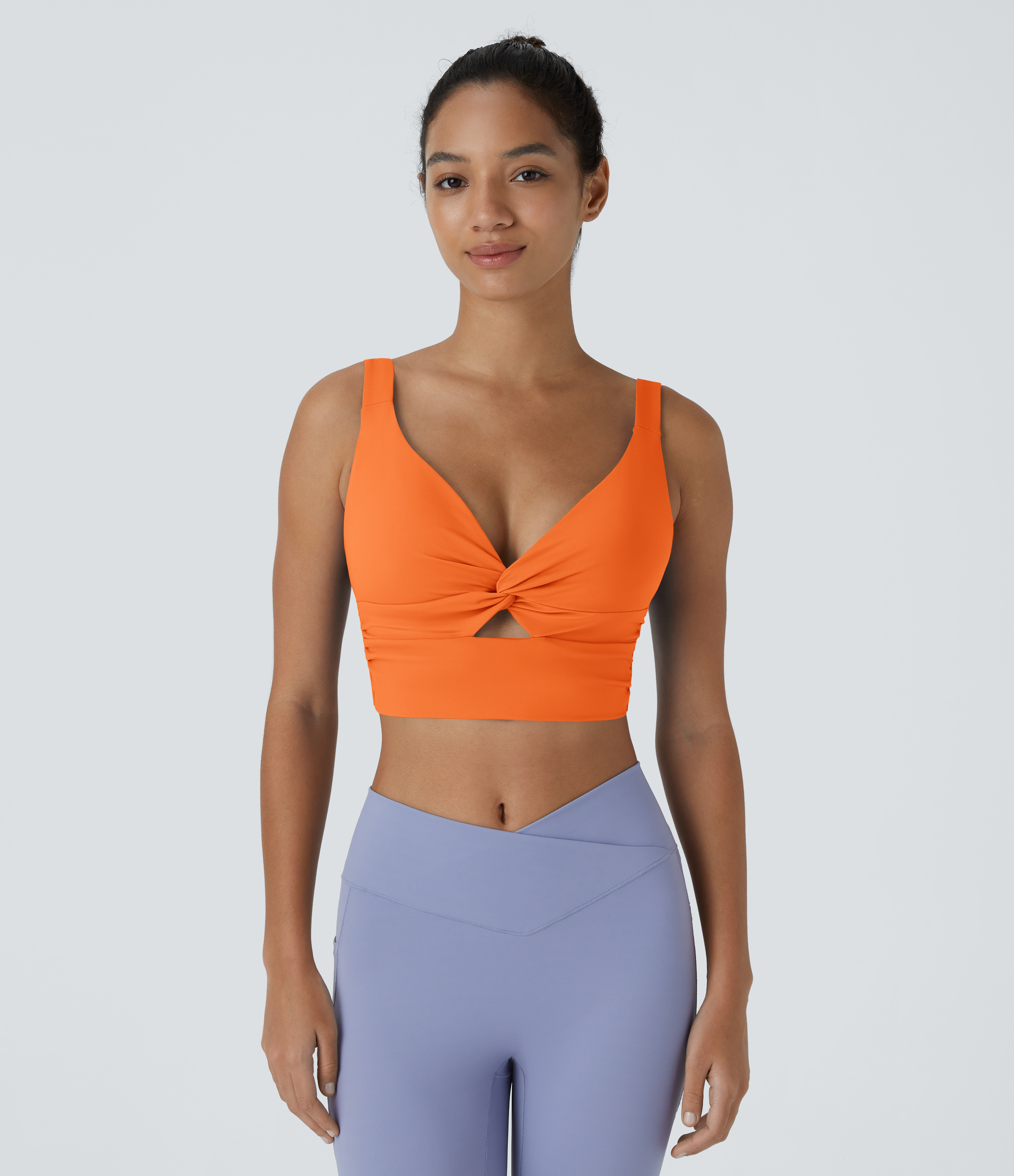 Halara Cloudfulв„ў Air Fabric Low Support Twisted Cut Out Backless Cool Touch Barre Ballet Dance Sports Bra  - Exotic Orange - S push up bra 