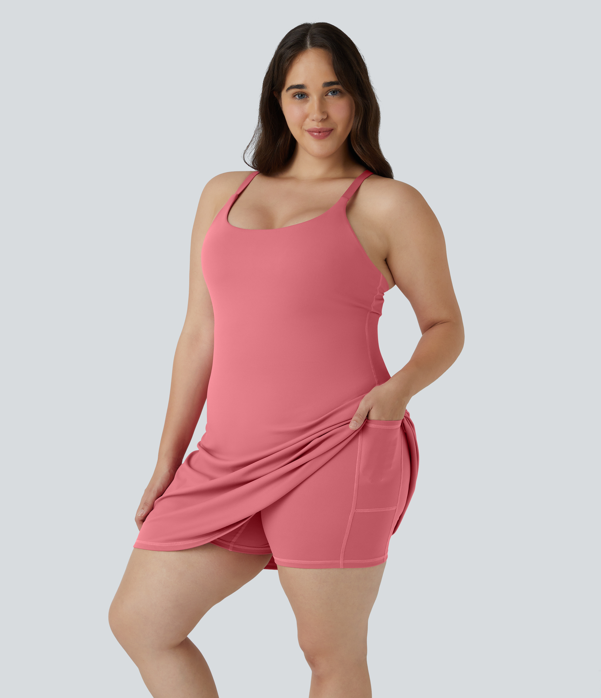 Everyday Softlyzero™ Plush 2-in-1 Flare Aktivitätskleid in Übergröße – Wannabe – längere Länge und verstellbare Träger