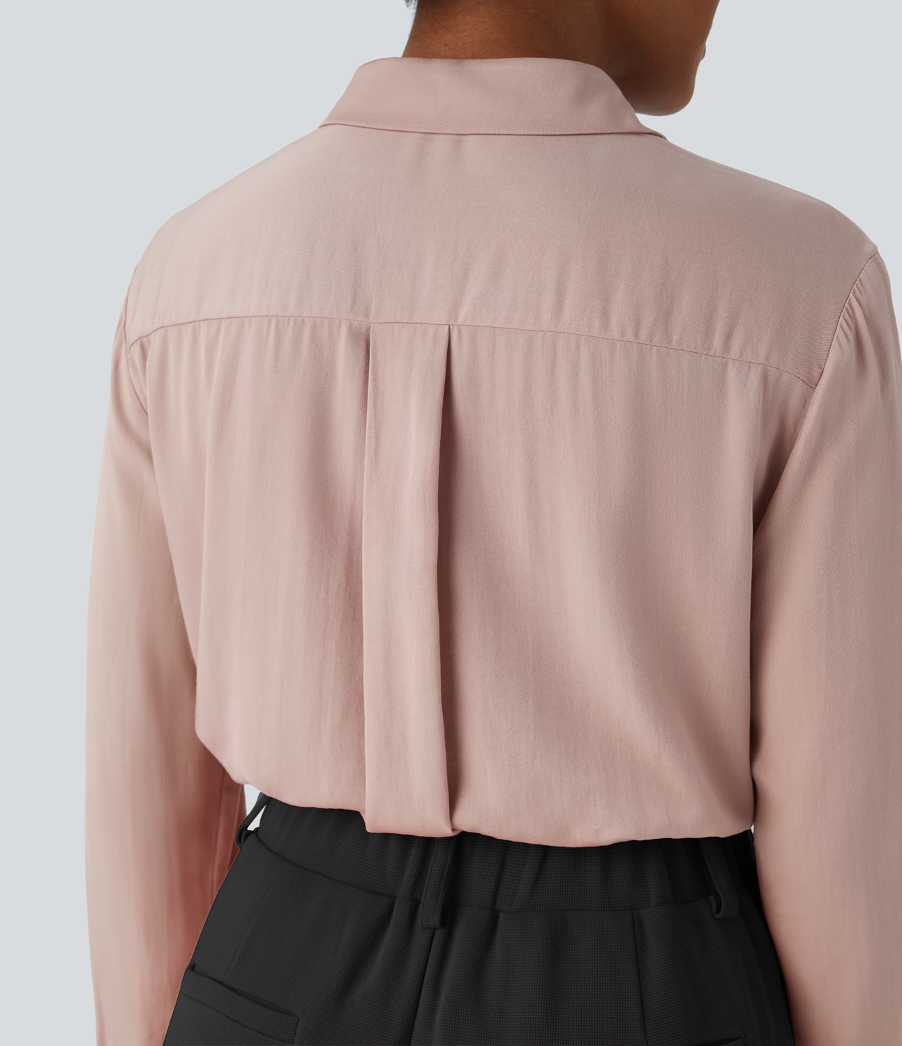 Halara Collared Button Long Sleeve Work Shirt  - Pear Powder - S 