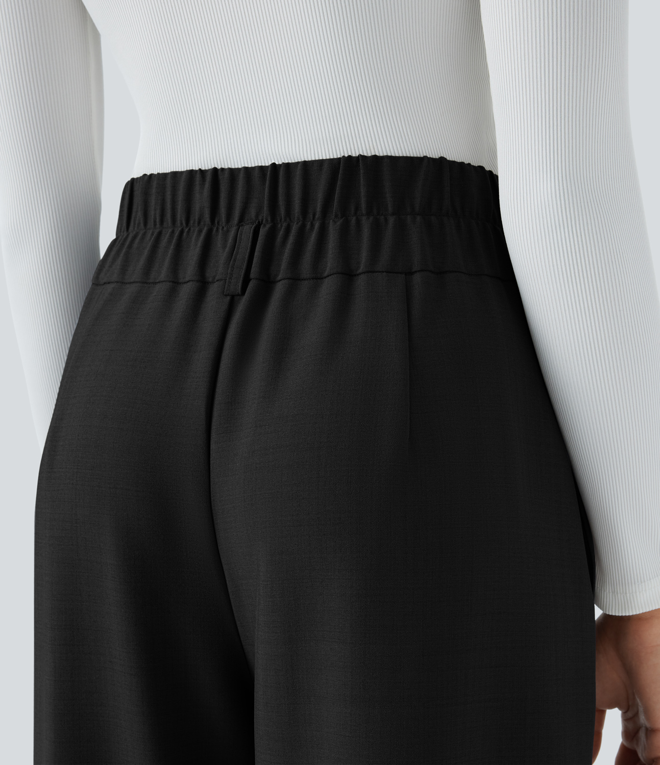 Halara High Waisted Button Zipper Side Pocket Wide Leg Work Pants Without Belt  - Black - M(regular) sweatpants jogger pants 