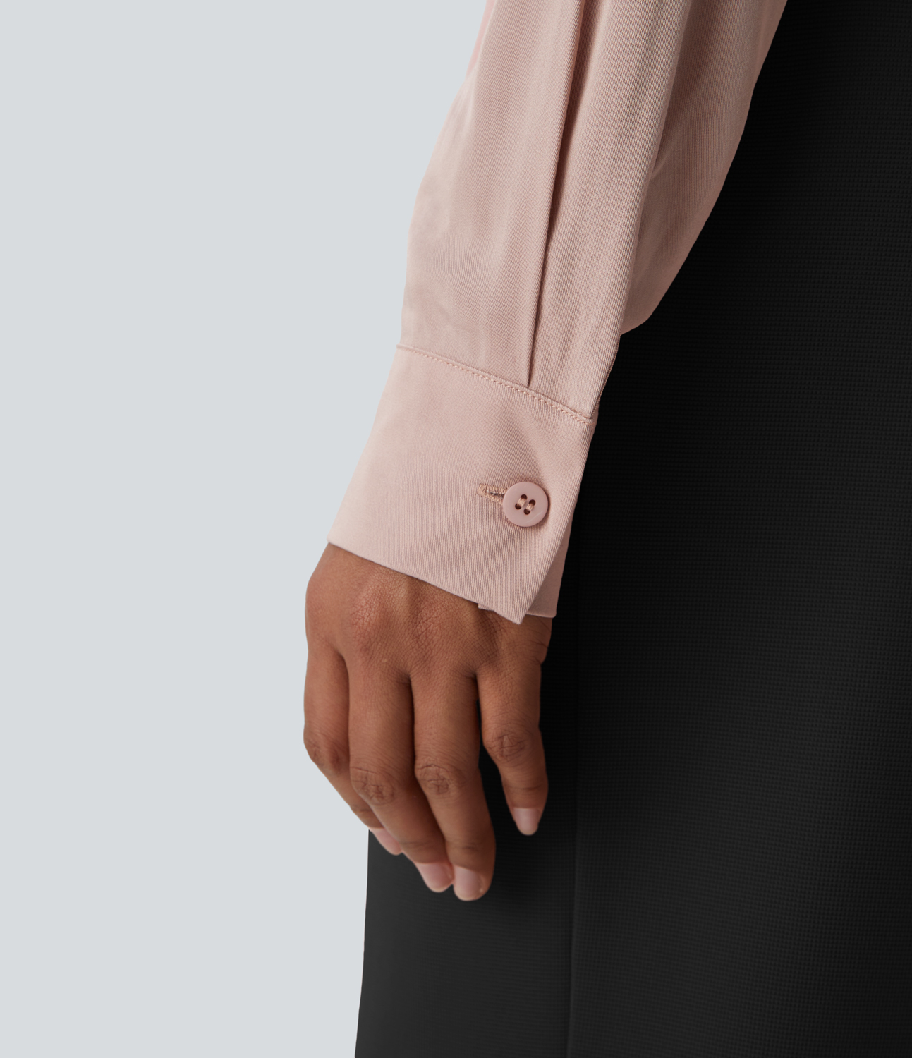 Halara Collared Button Long Sleeve Work Shirt  - Pear Powder - S 
