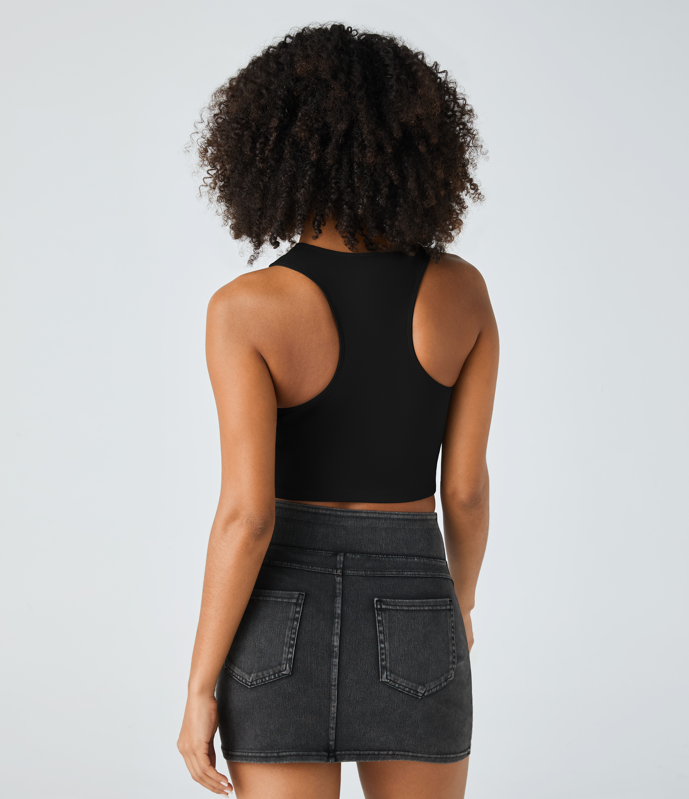 Halara Backless Racerback Cut Out Ripped Cropped Casual Tank Top Tank Top - Black - XS golf tops halter top tunic tops sleeveless tops 