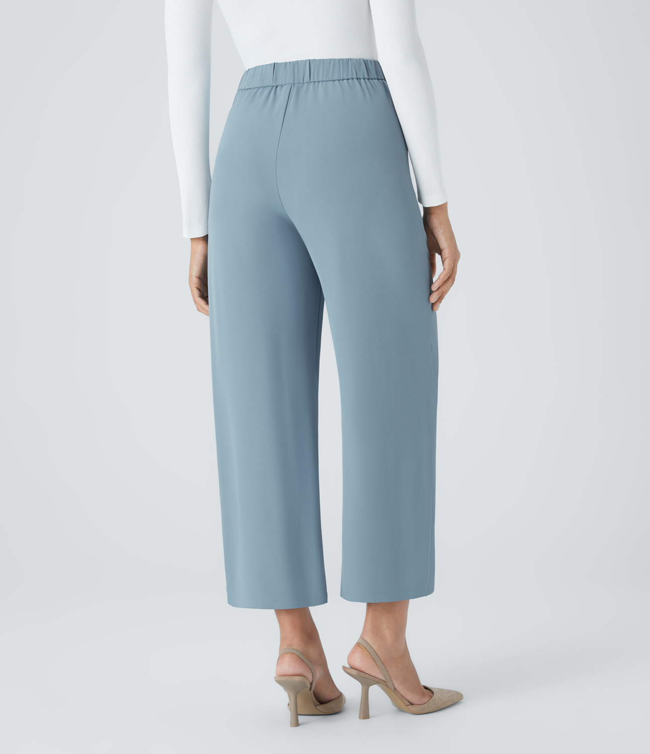 Halara High Waisted D-Ring Buckle Belted Fake Pockets Straight Leg Work Pants  - Forget-Me-Not - S(regular) sweatpants jogger pants 