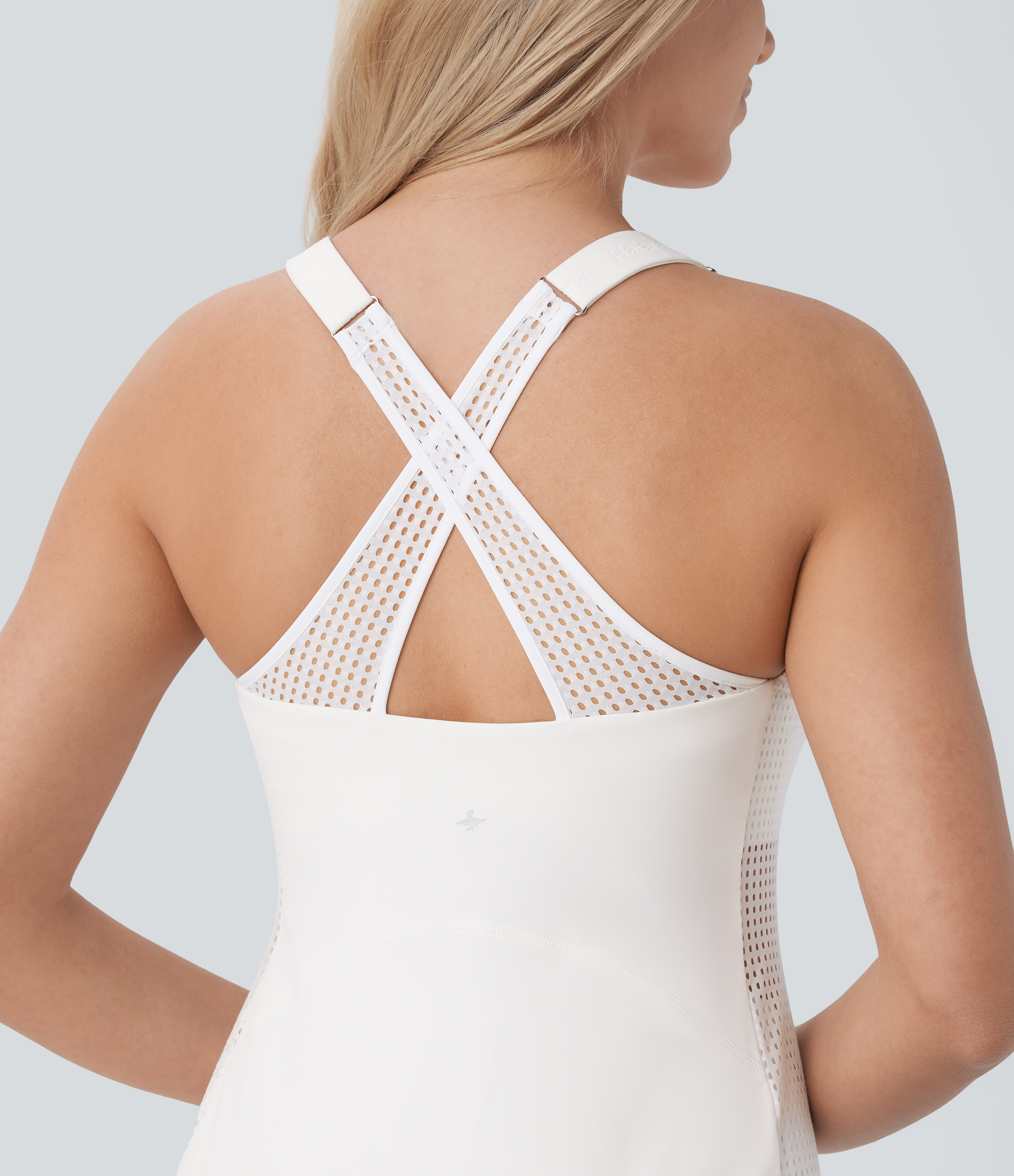 Halara Softlyzeroв„ў QuickDry Crisscross Adjustable Straps Perforated 2-Piece Set Side Pocket Micro Quick Dry Yoga Active Dress Workout Dress - White - L 
