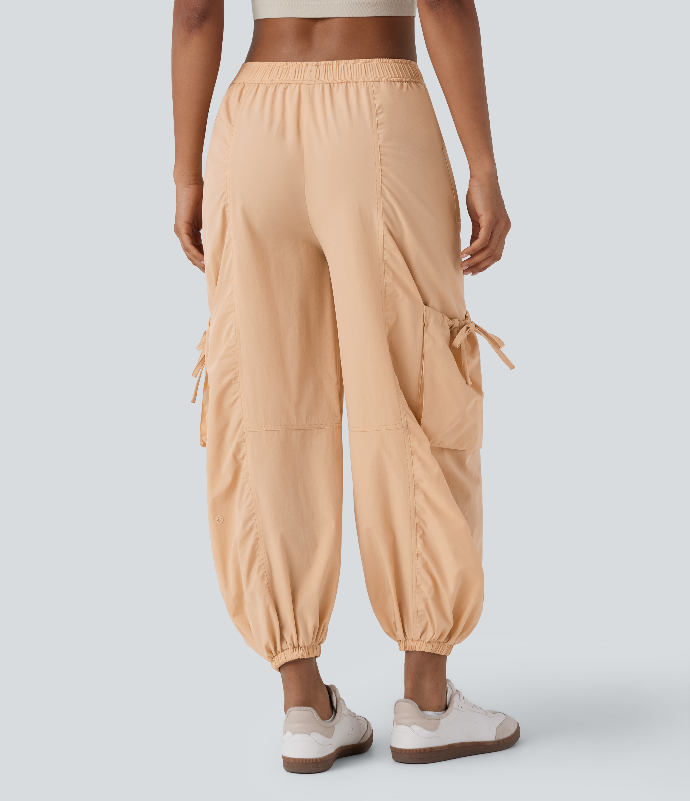 Halara Mid Low Rise Drawstring Multiple Pockets Casual Cargo Joggers  - Khaki - M(regular) 