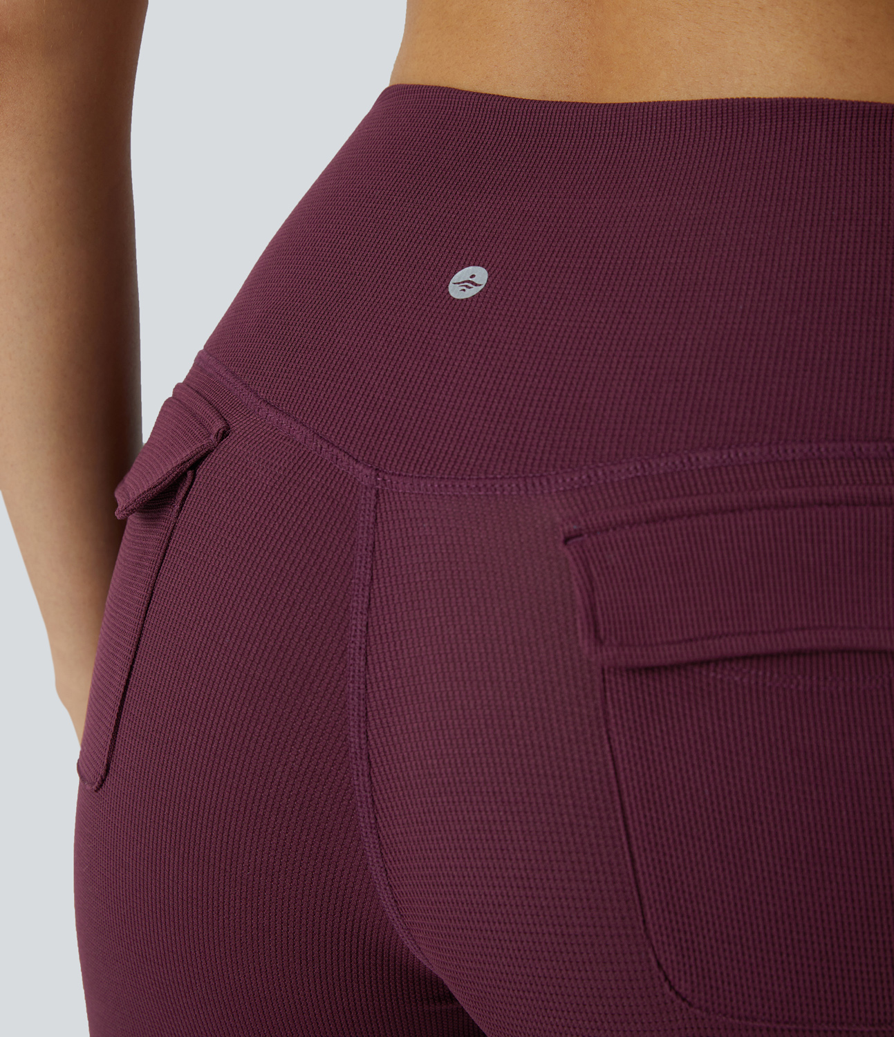 Halara High Waisted Multiple Pockets Waffle 7/8 Yoga Leggings  - Evening Red - XL(7/8) gym leggings leggings with pockets 