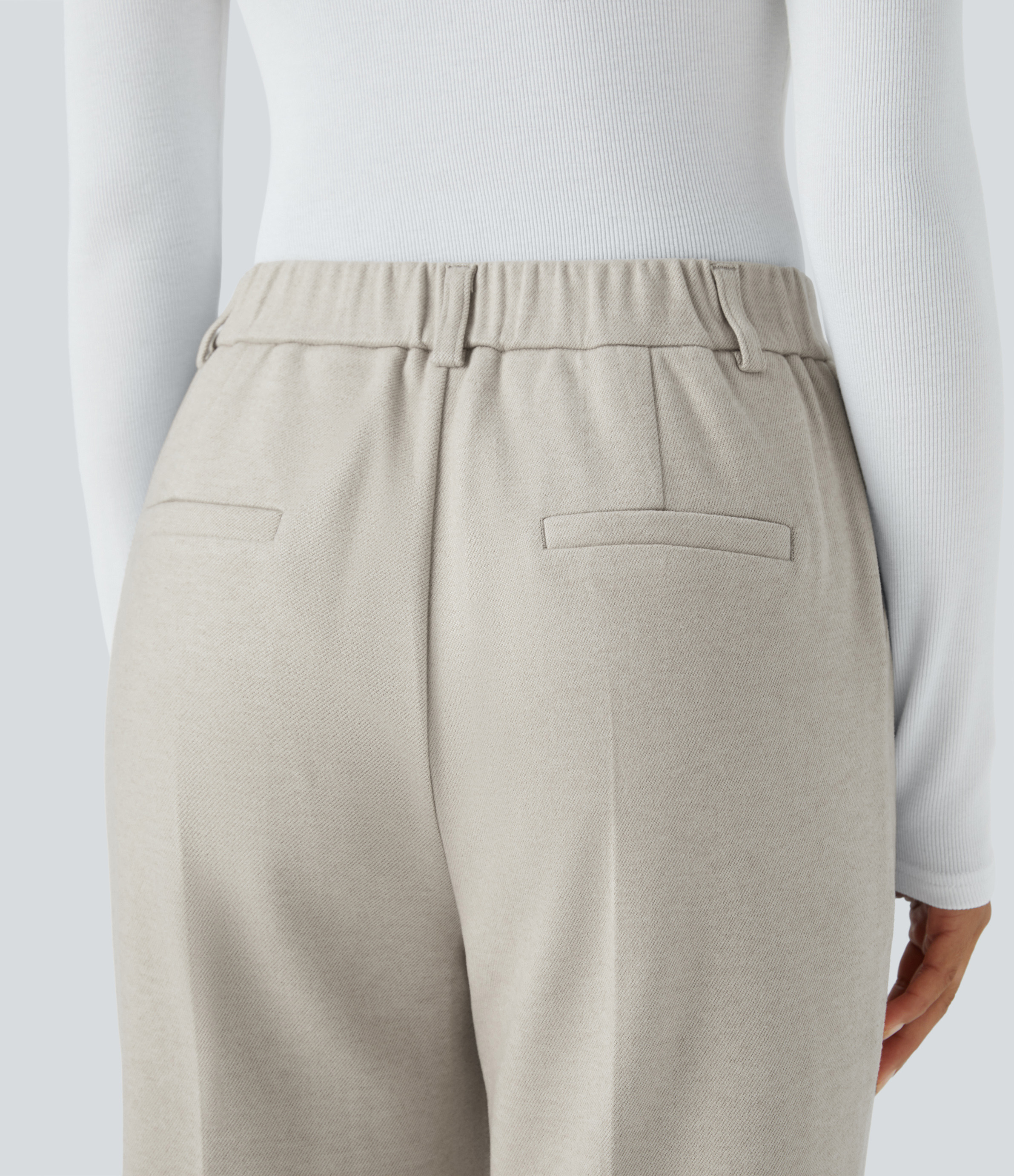 Halara High Waisted Button Zipper Side Pocket Work Pants  - Earth Tile Gray - XL(regular) sweatpants jogger pants stacked sweatpants 