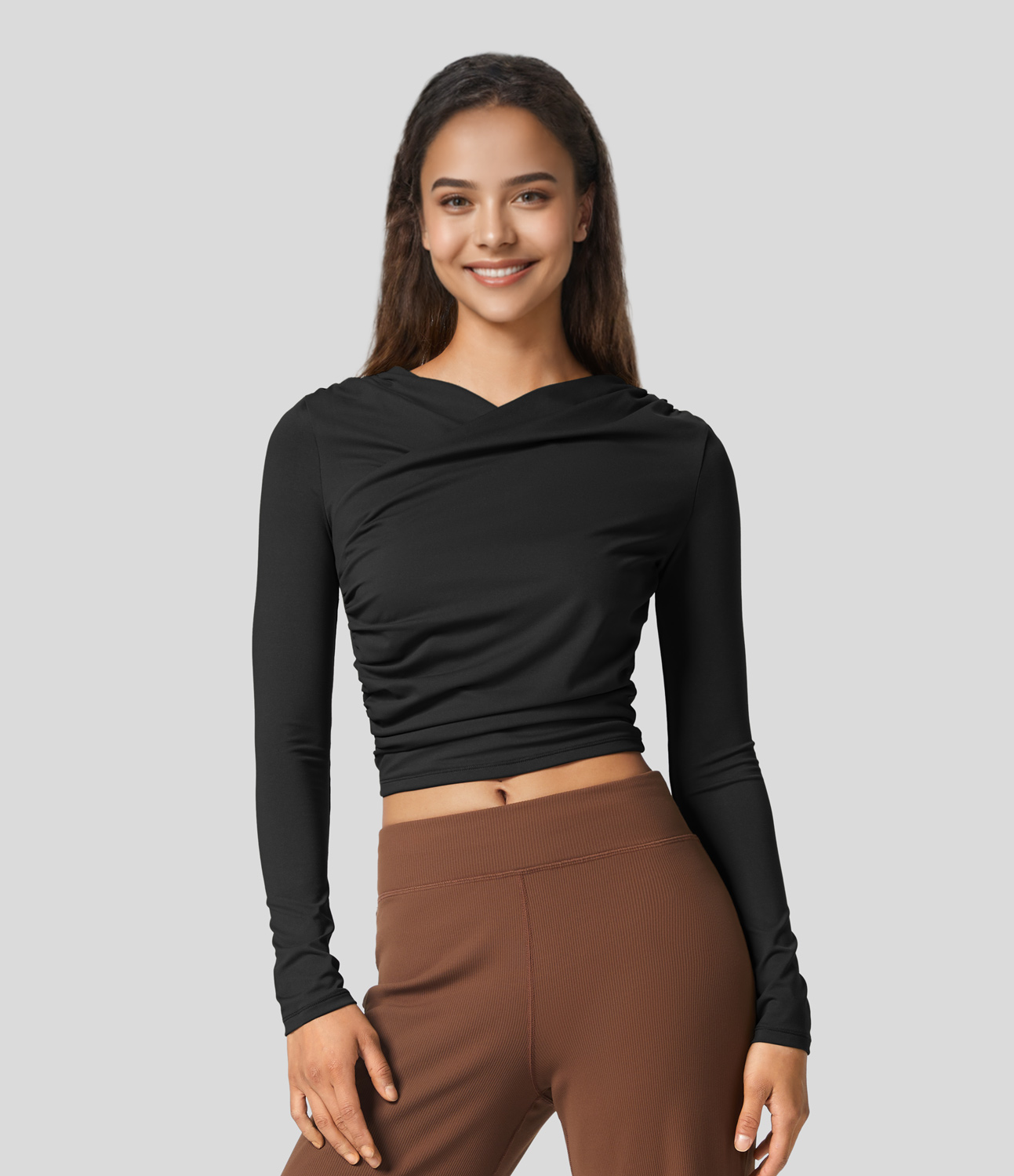 Crossover Ruched Sports Top