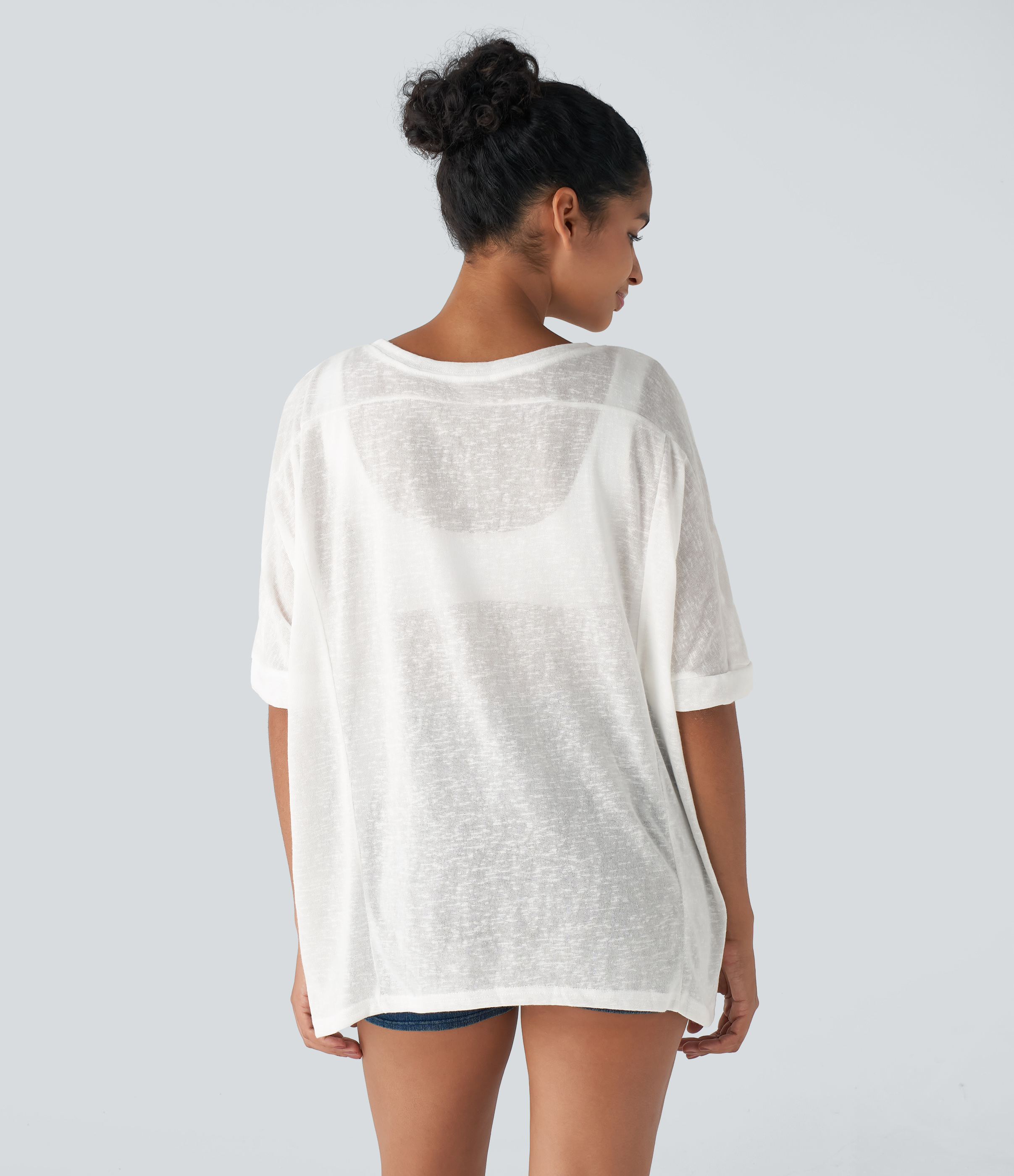 Halara Asymmetric Split Hem Sheer Oversize Casual Top Tank Top - White - XL golf tops halter top tunic tops sleeveless tops backless top 