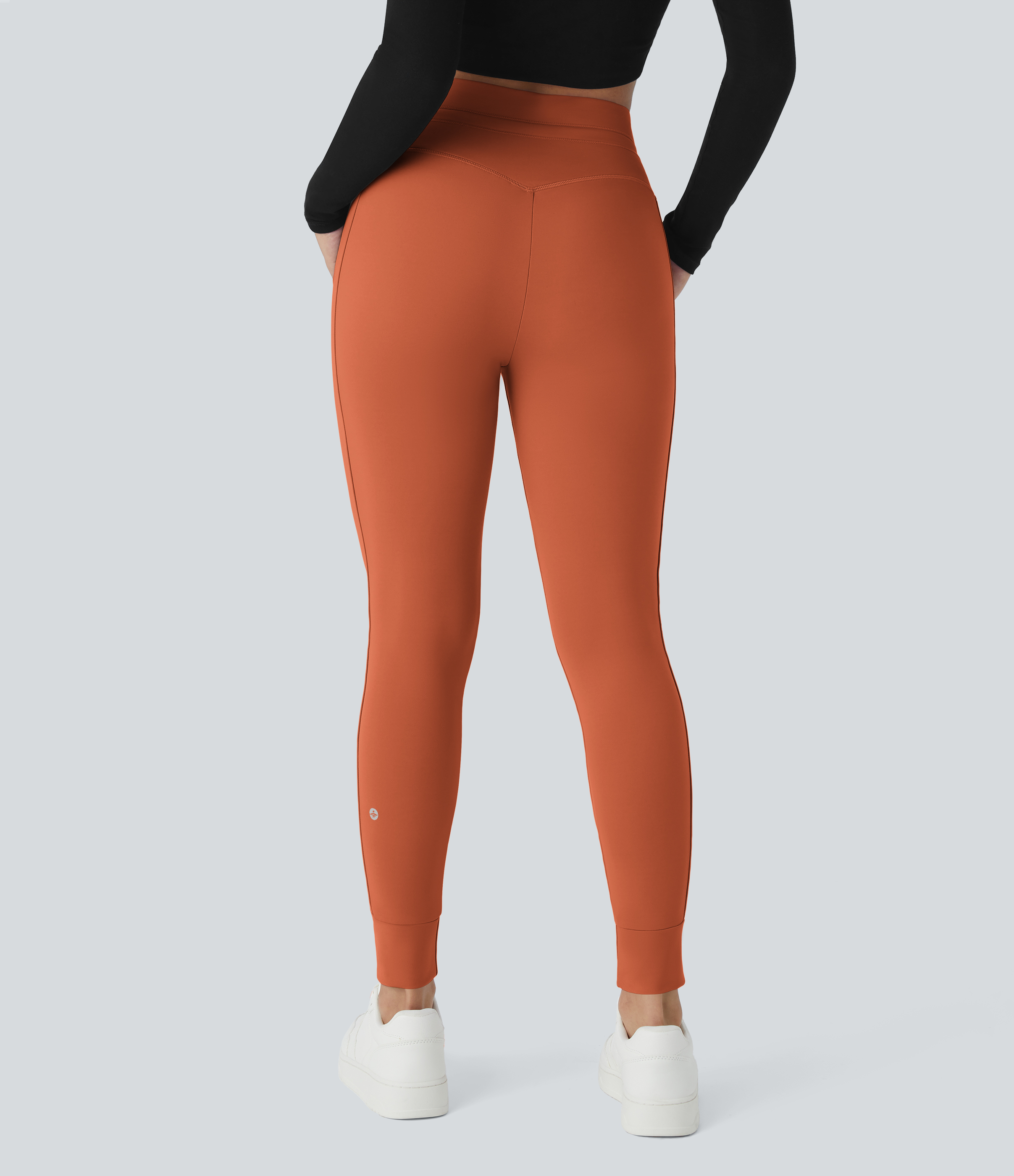 Halara Softlyzeroв„ў Airy High Waisted Drawstring Side Pocket Plain Cool Touch Full Length Joggers-UPF50+  - Orange Rust - L(petite) 