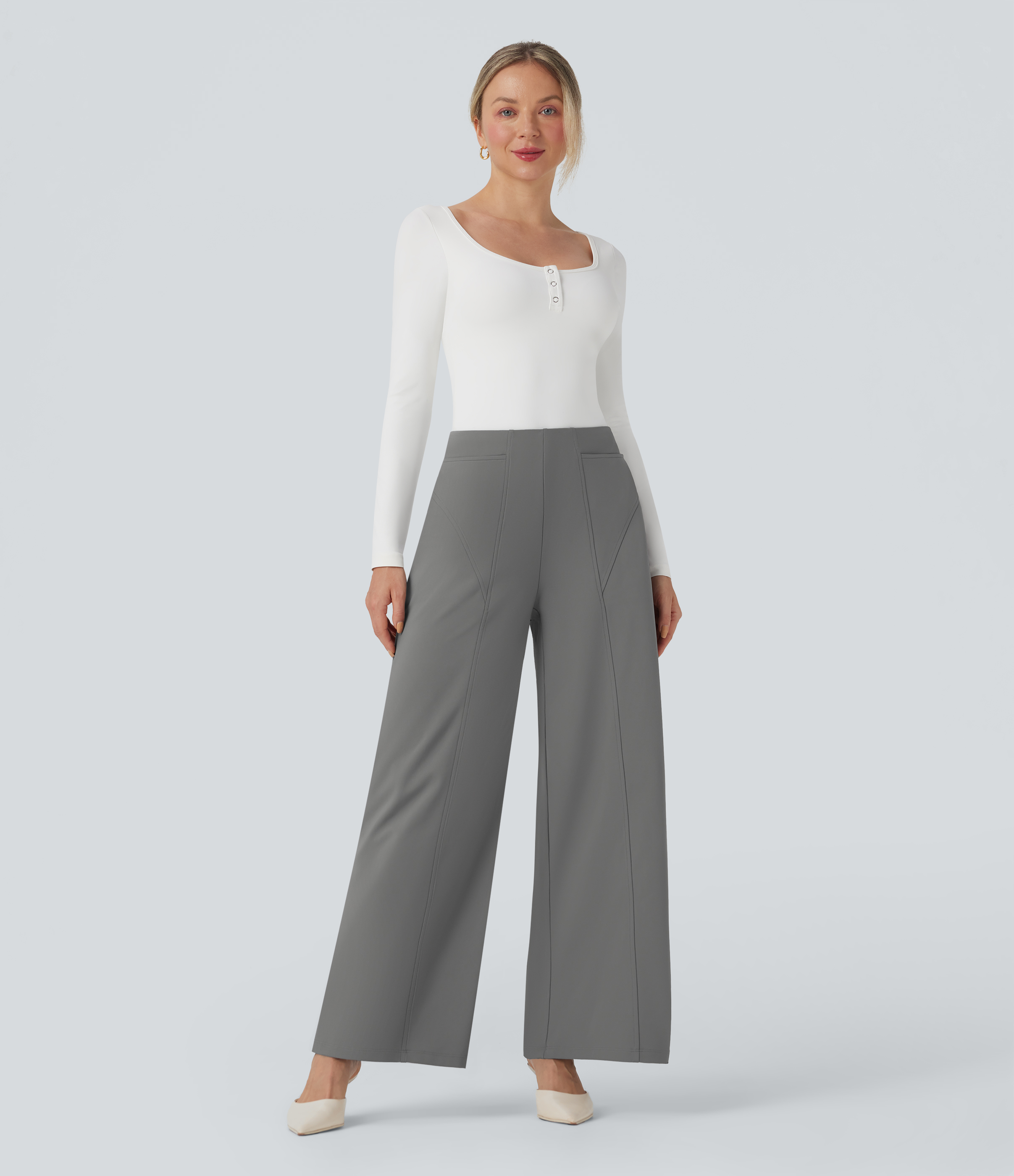 Women's Halara Flex™ DayStretch Mid Rise Wide Leg Work Pants with