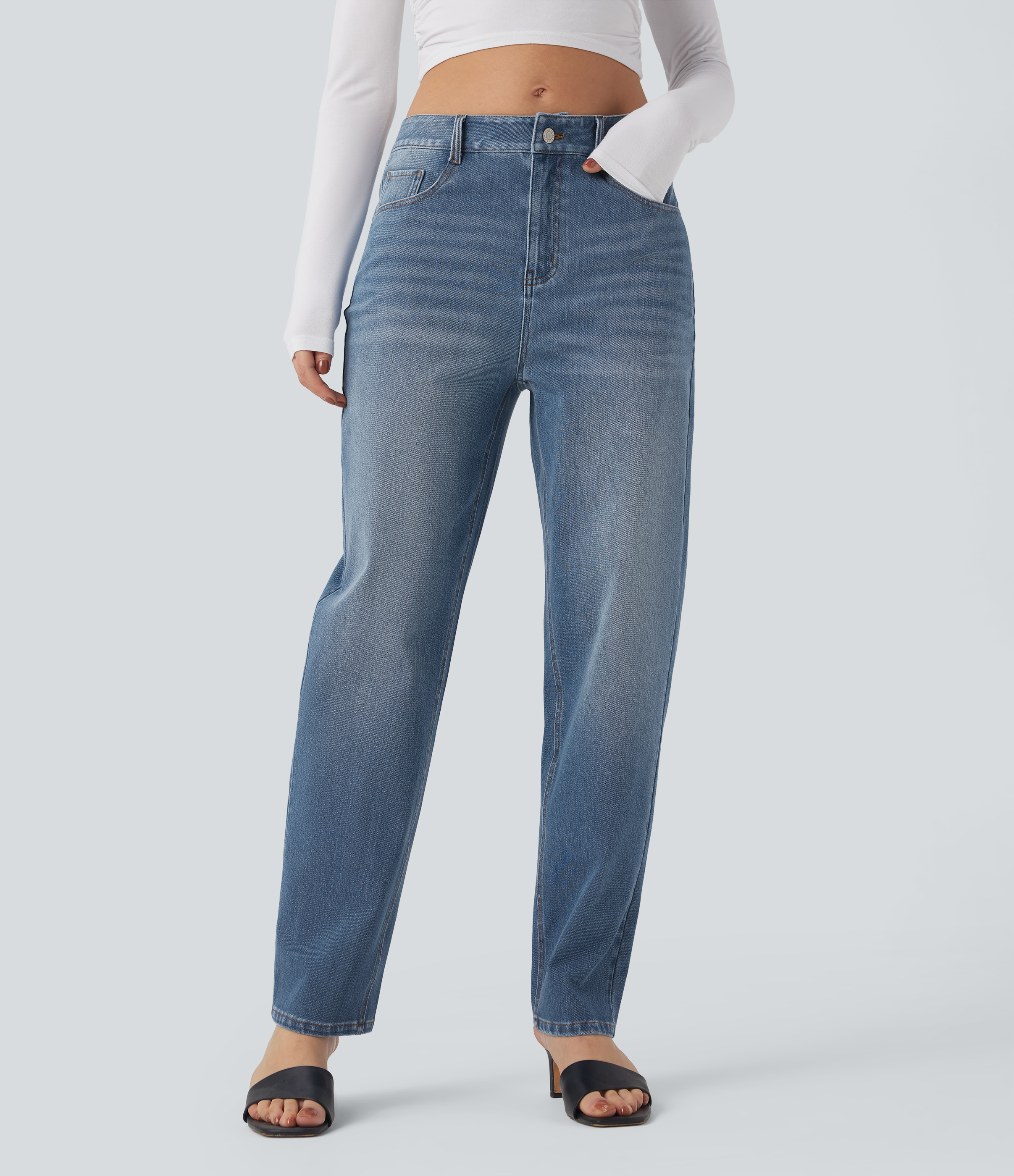 Jean barrel Halara Flex™ taille haute avec poches