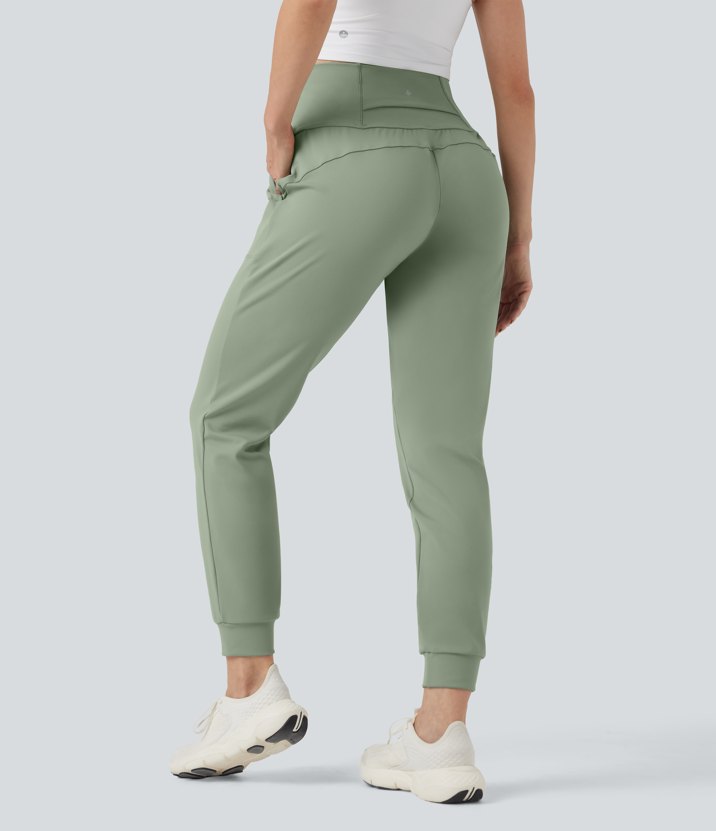 Asparagus DayStretch Mid-Rise bauchformende Lauf-Jogginghose mit Taschen / 2