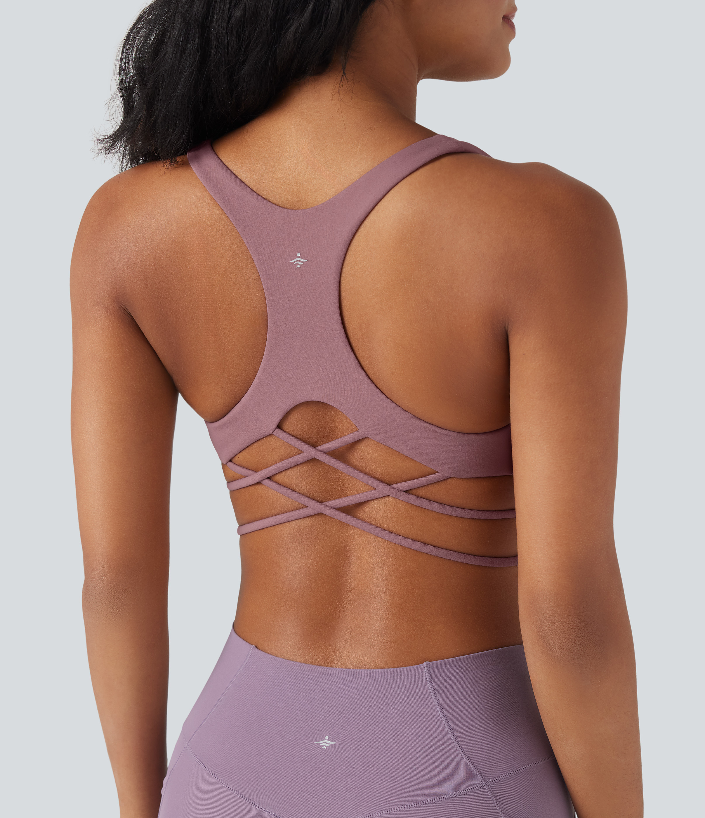 Leichter Halt, Racerback-Design, gekreuzte Träger, Yoga-Sport-BH, Cups A-C