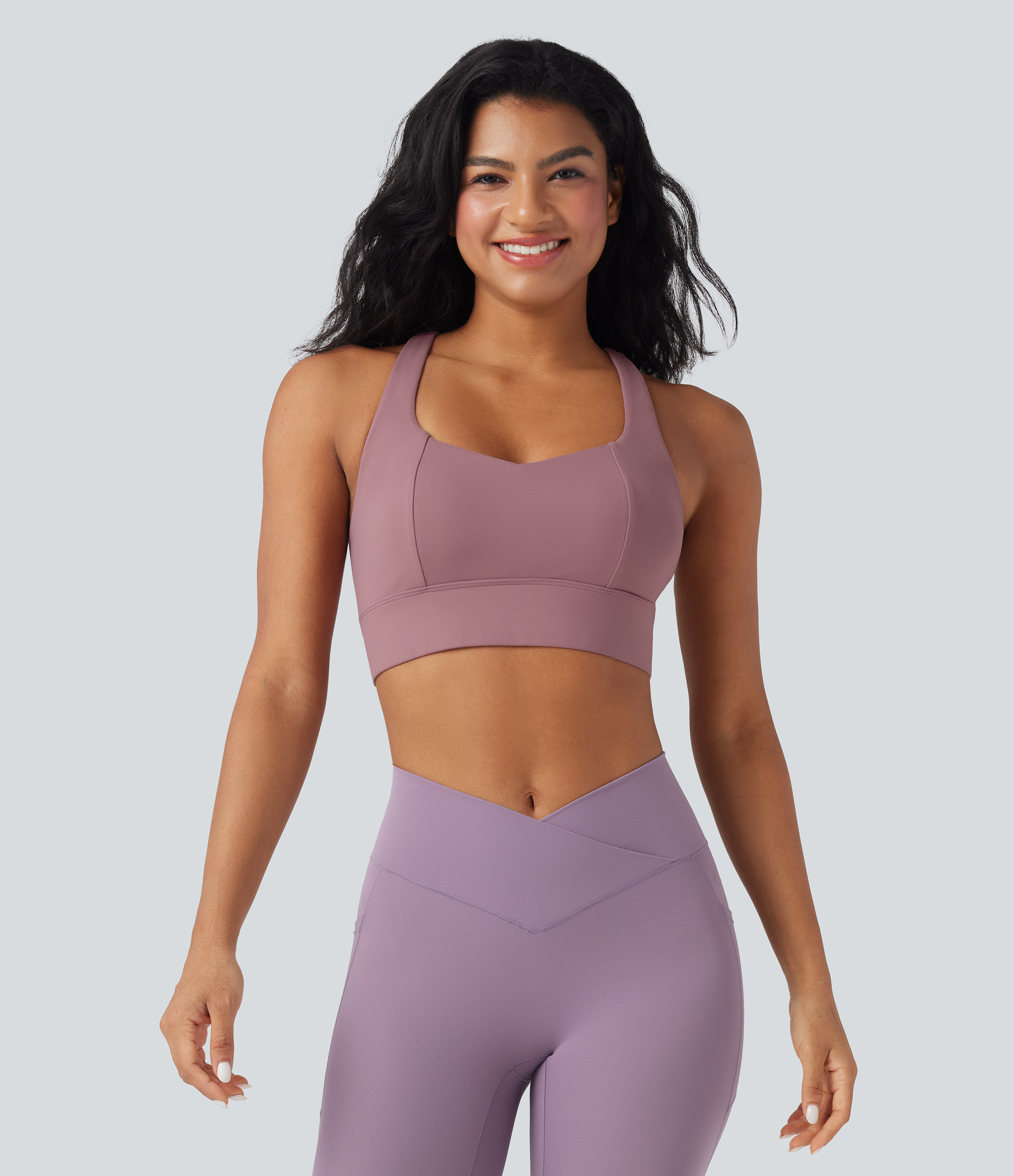Nostalgia Rose Brasier deportivo de sujeción baja para yoga tipo racerback con tirantes cruzados en copas A-C / 2