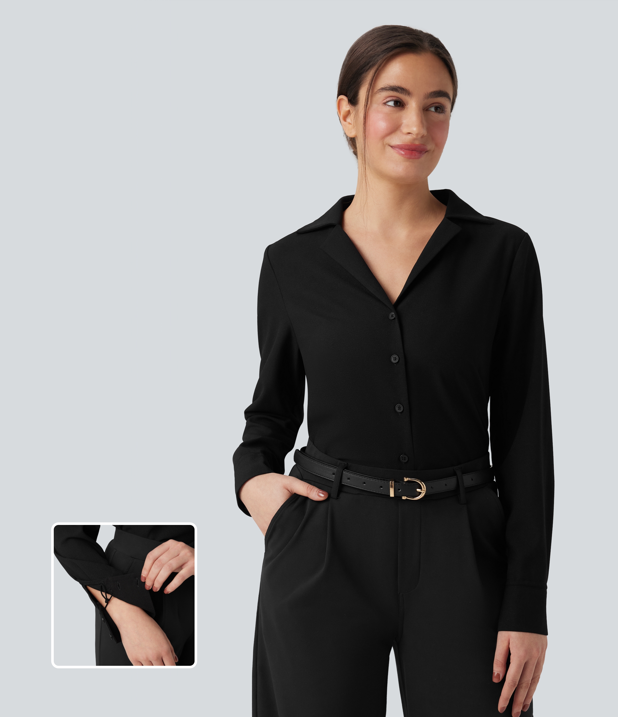 Chemise tailleur manches longues ourlet arrondi