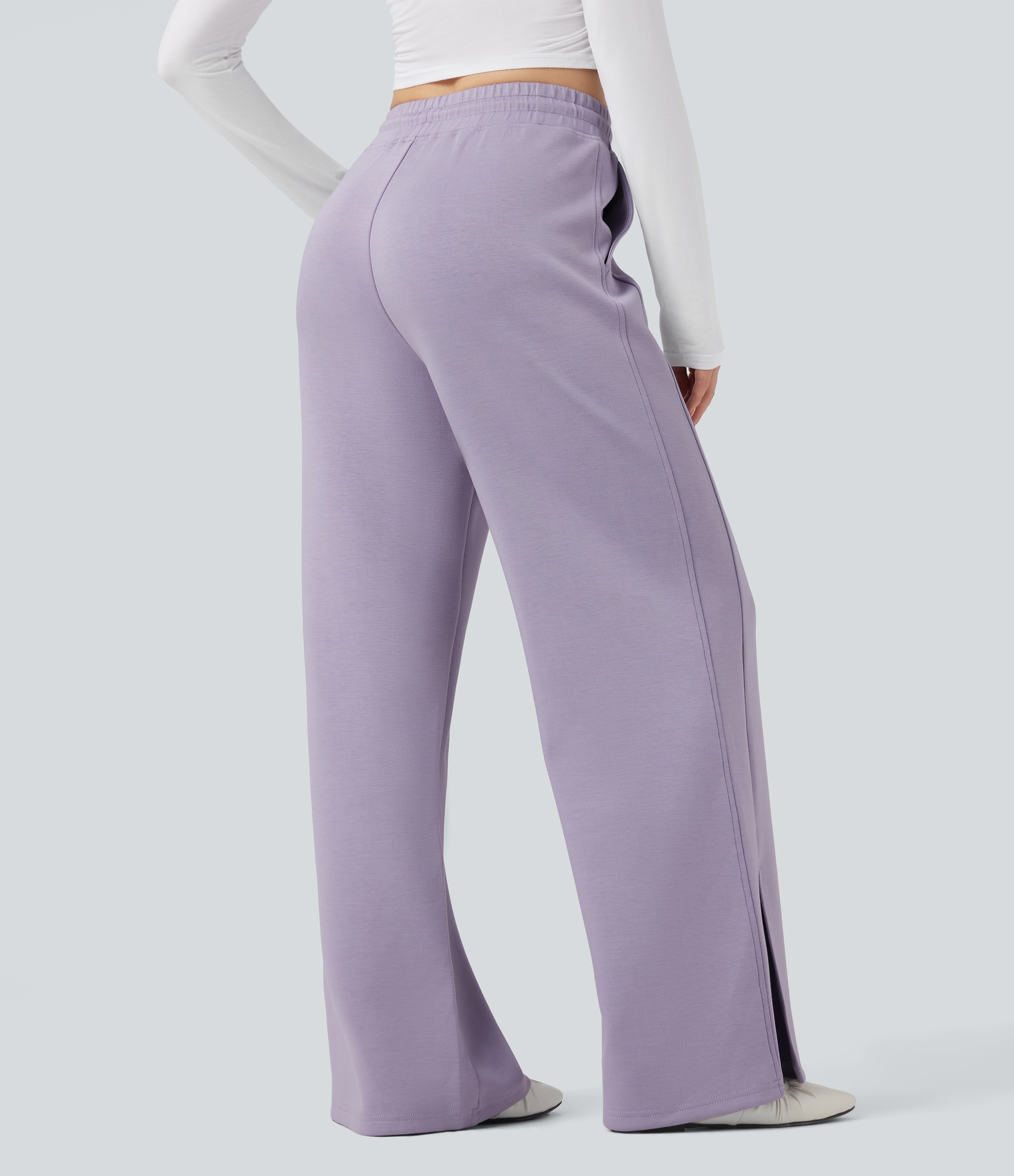 English Hyacinth Pantalones casuales de tiro alto con cordón y bolsillos / 2