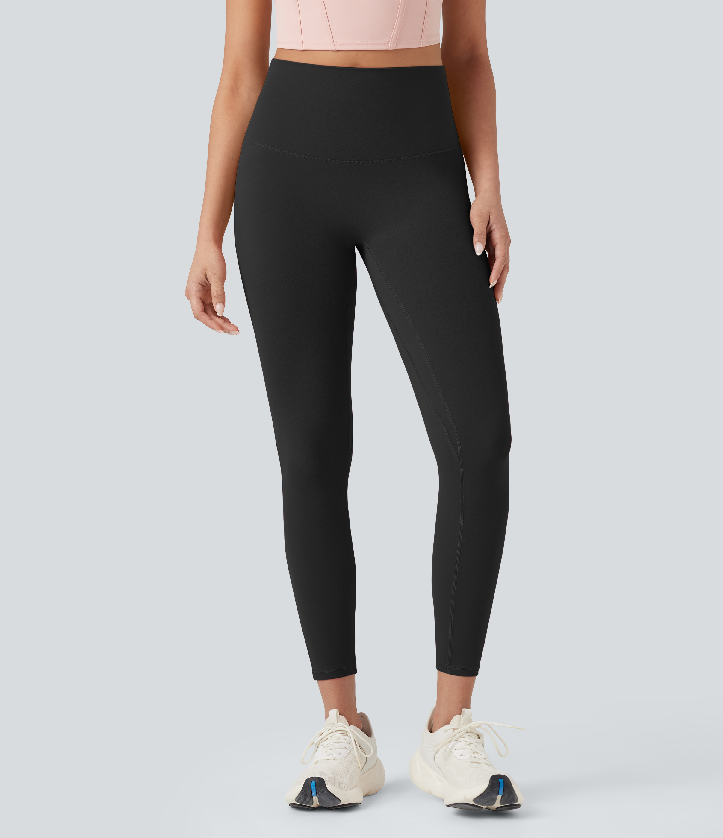 Black SoftlyZero™ High Waisted Tie Back Ruched 7/8 Yoga Leggings / 2