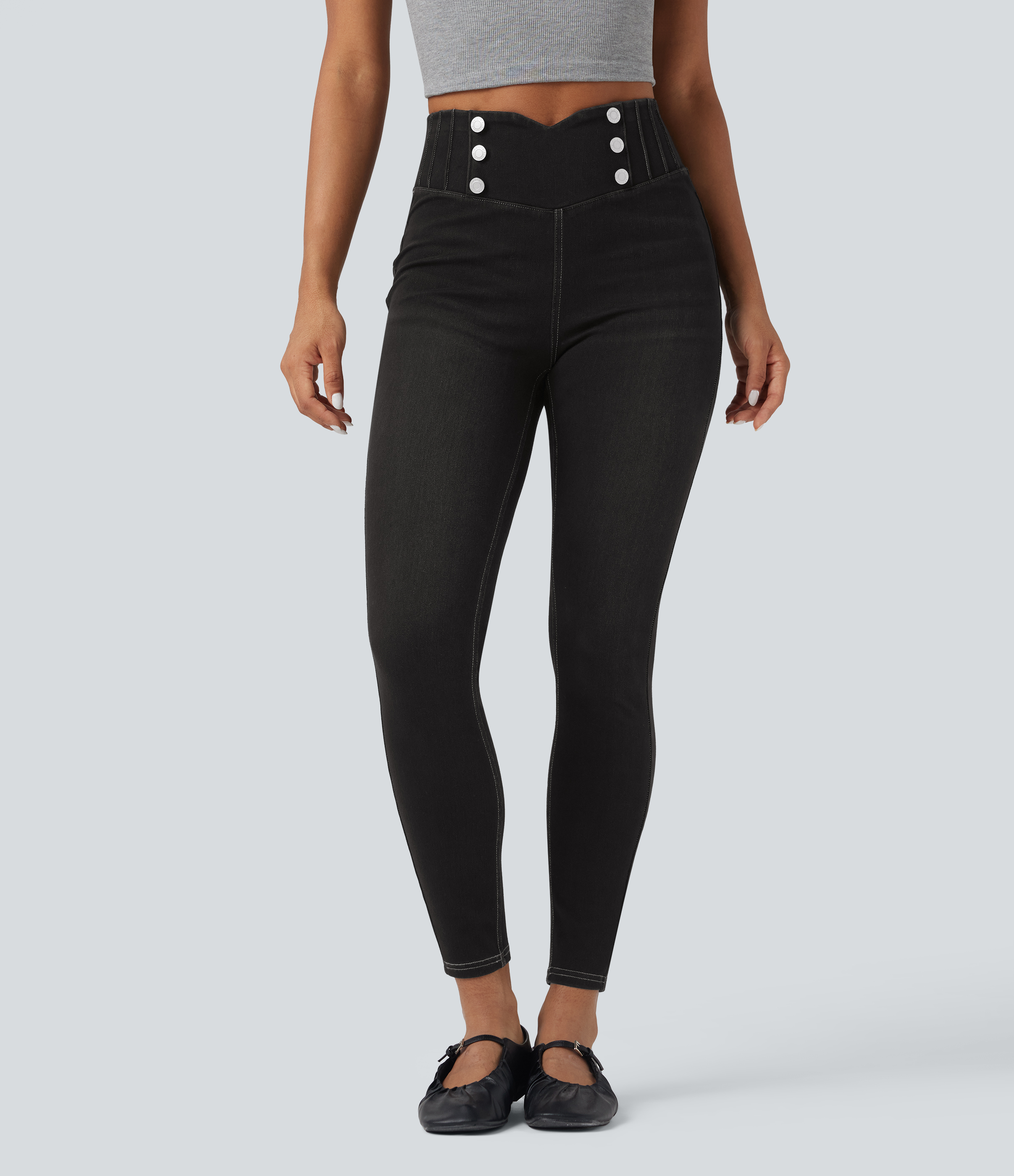 Halara Flex™ High Waisted Tummy Control Skinny Denim Casual Leggings with Pockets