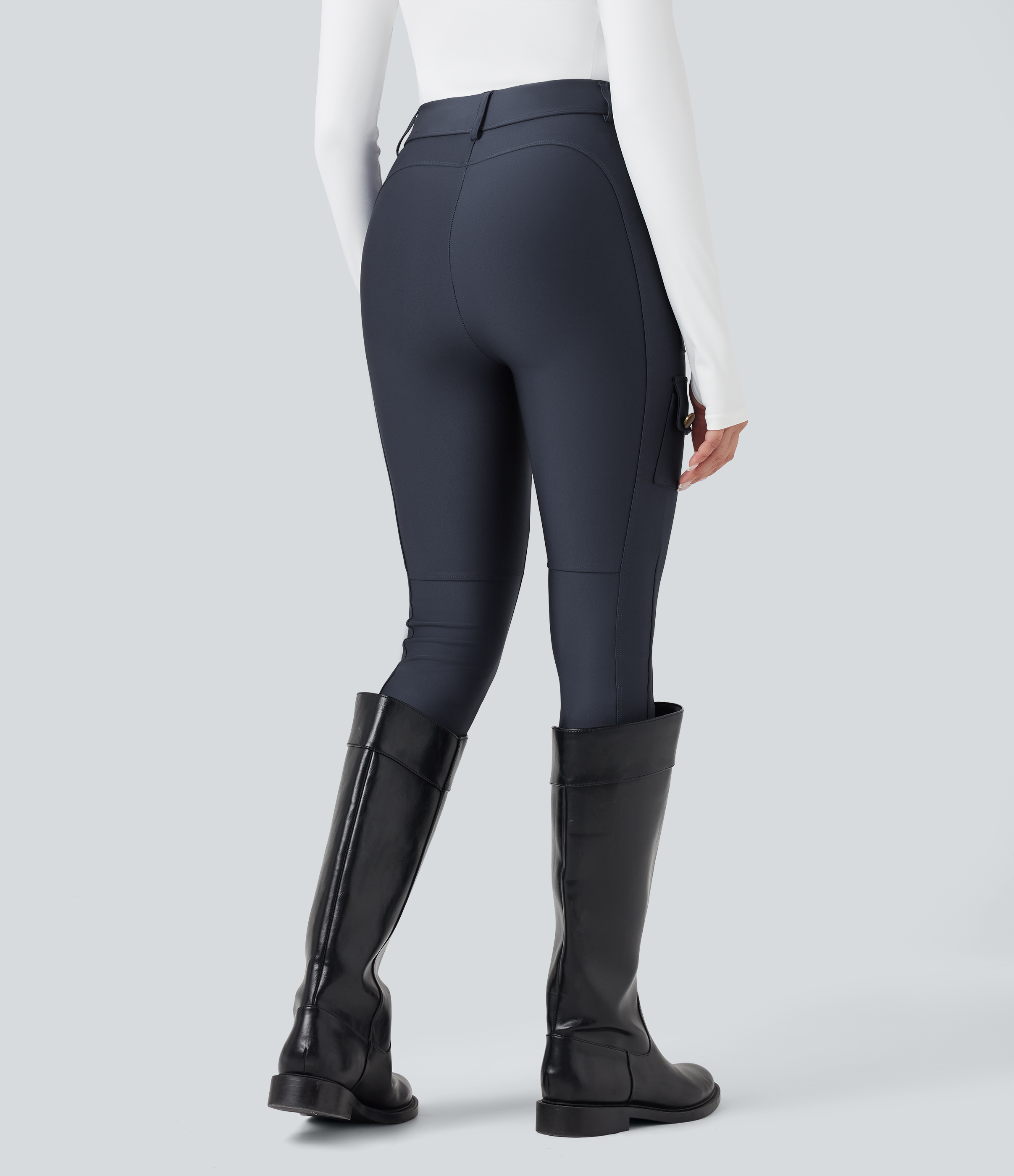 Blue Nights Leggings de tiro alto con brillo y bolsillos en longitud 7/8 / 2