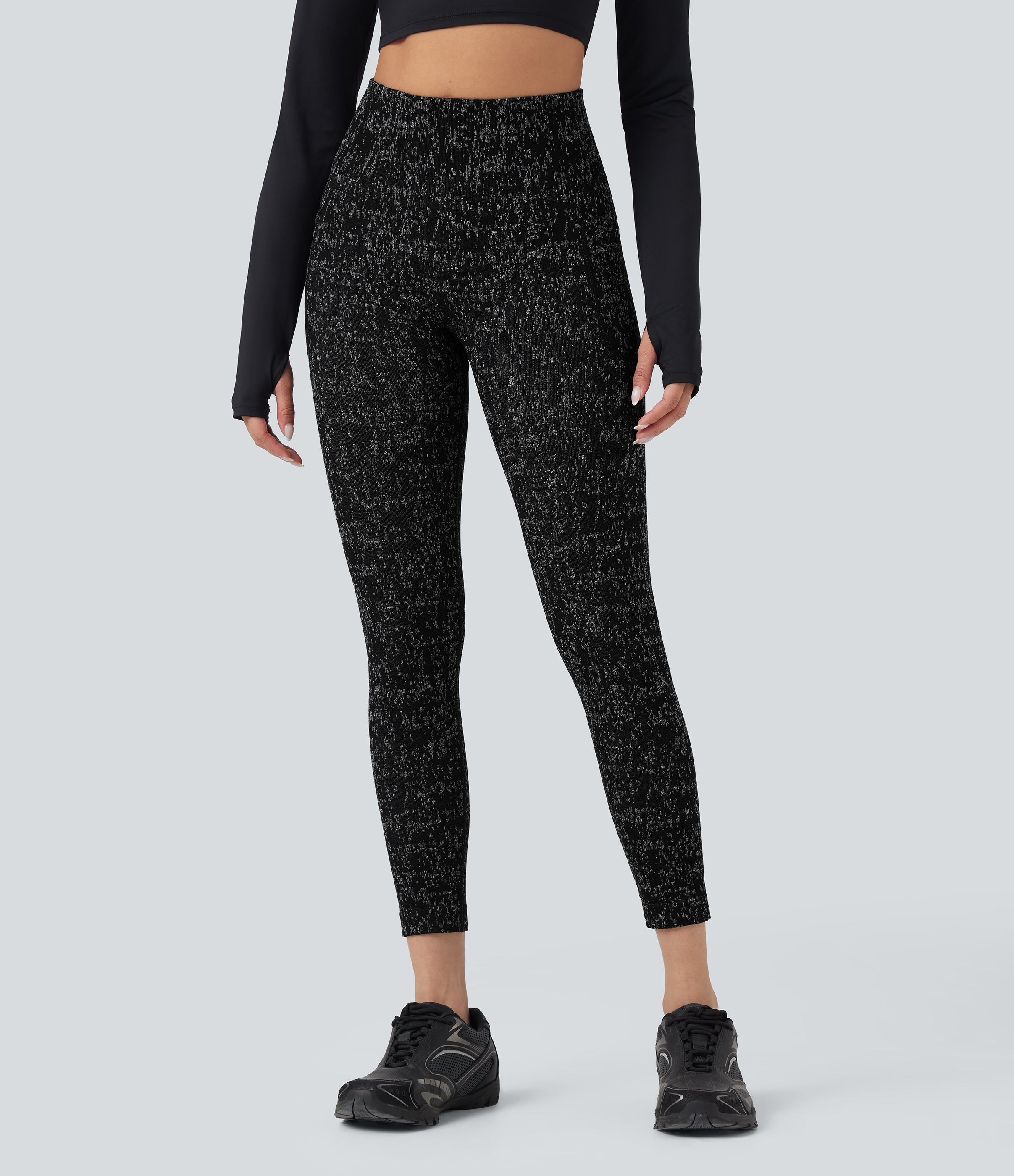Legging yoga 7/8 taille haute moucheté sans couture OneForm Seamless Flow avec poches