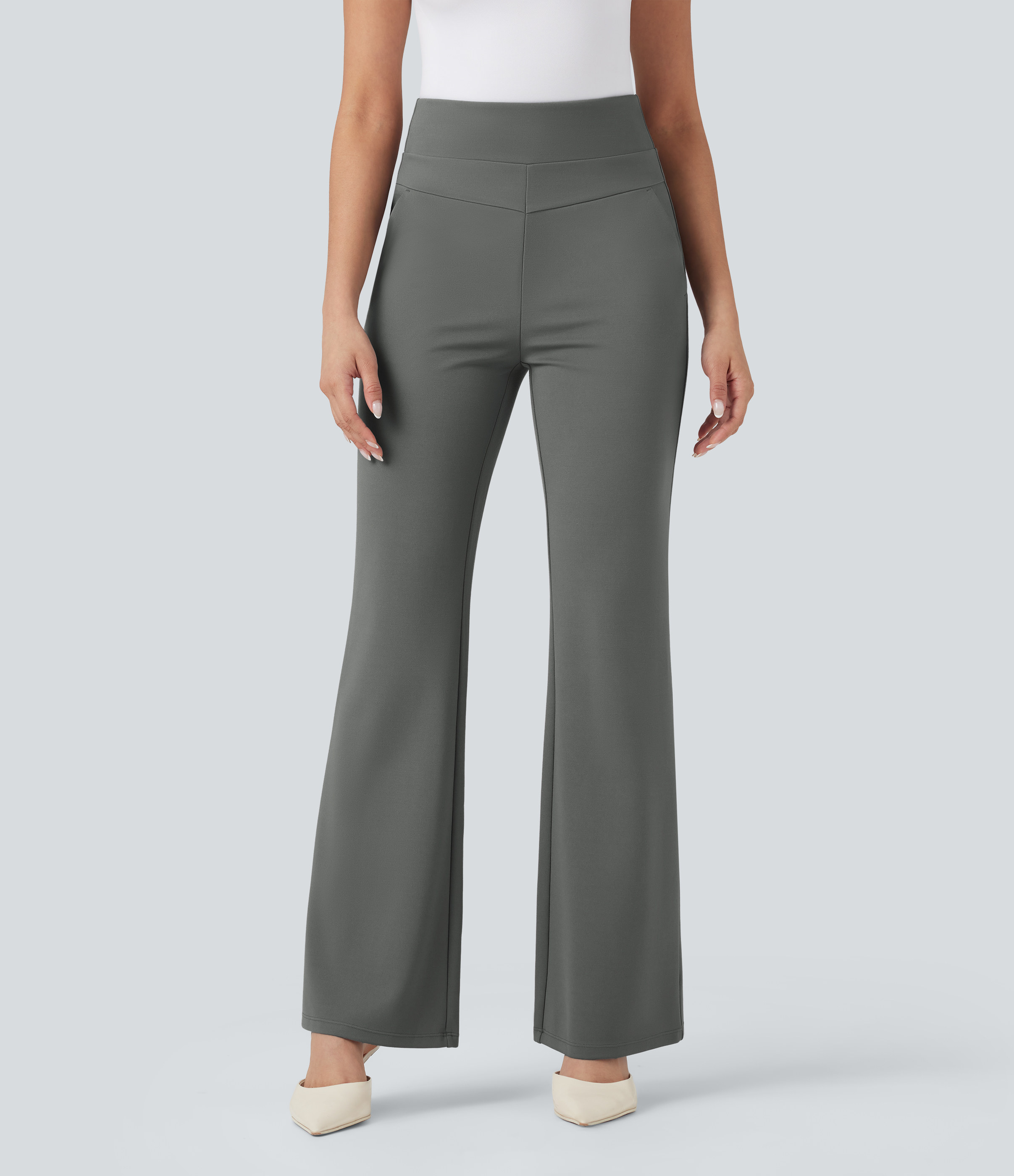 Halara Flex™ Bootcut-Arbeitshose mit hohem Bund und Seitentaschen