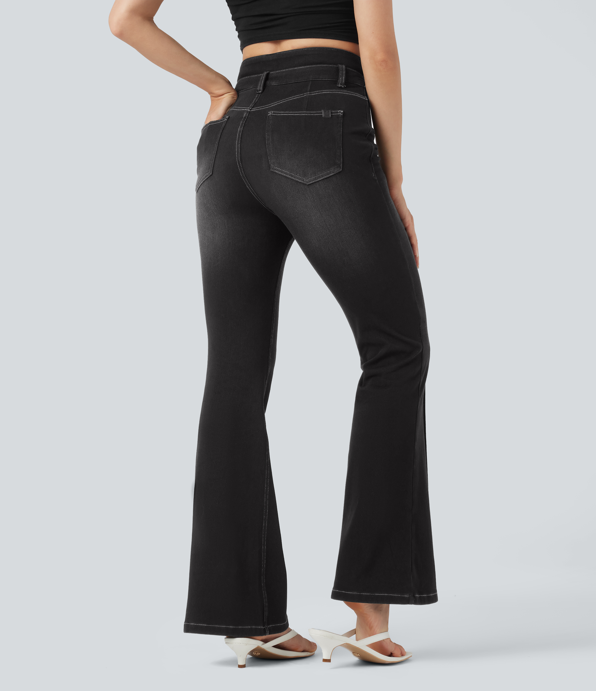 Phantom Denim Jeans acampanados casuales Halara Flex™ de tiro medio con control de abdomen y bolsillos  / 2
