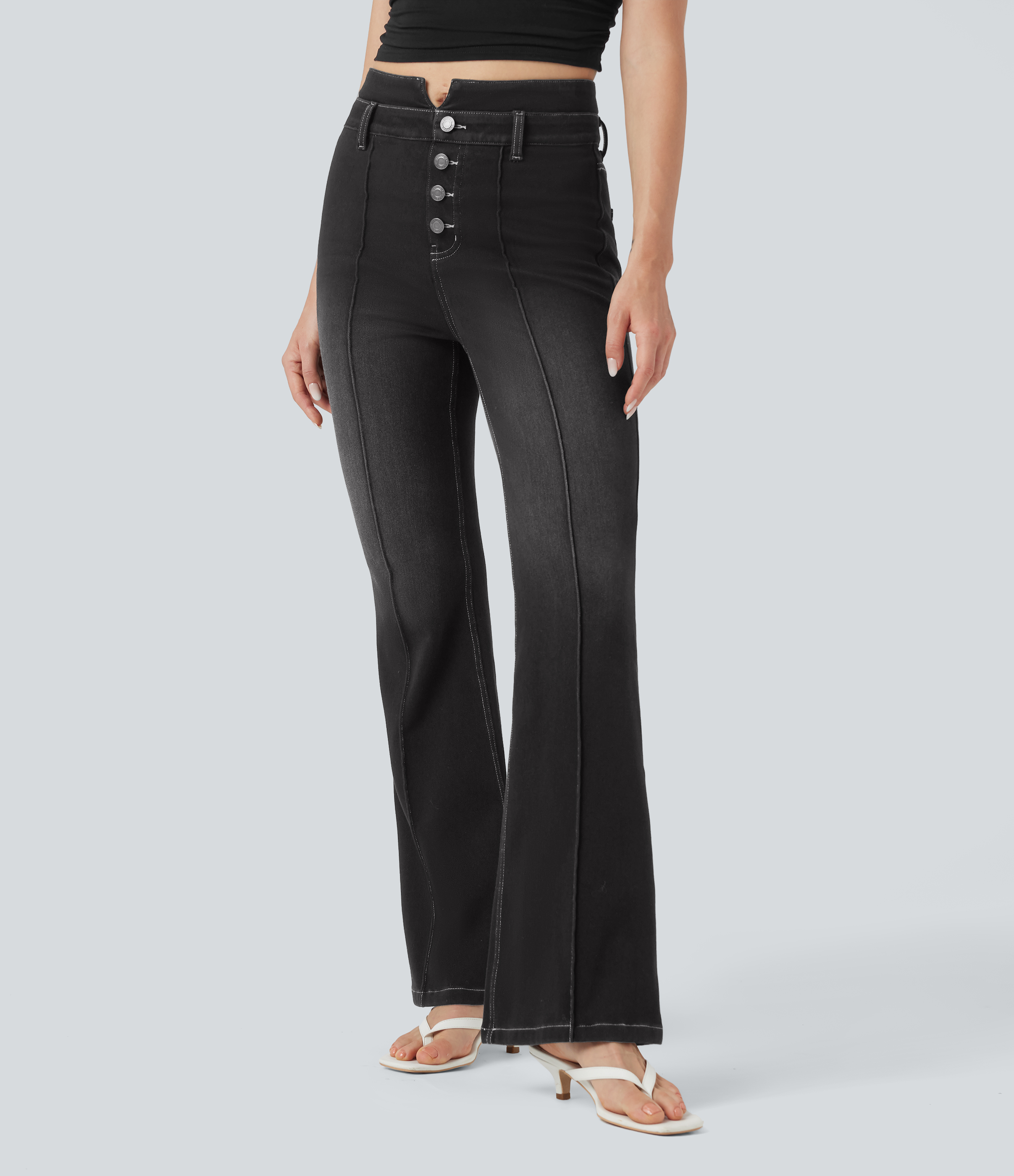 Halara Flex™ Mid Rise Tummy Control Casual Flare Jeans with Pockets