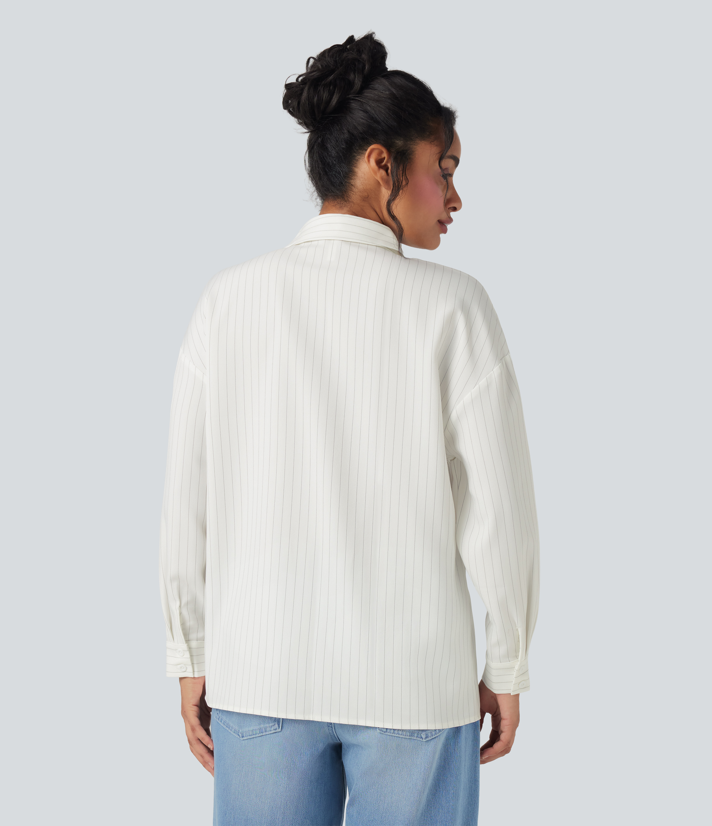 Ivory Mist Long Sleeve Stripe Work Shirt / 2