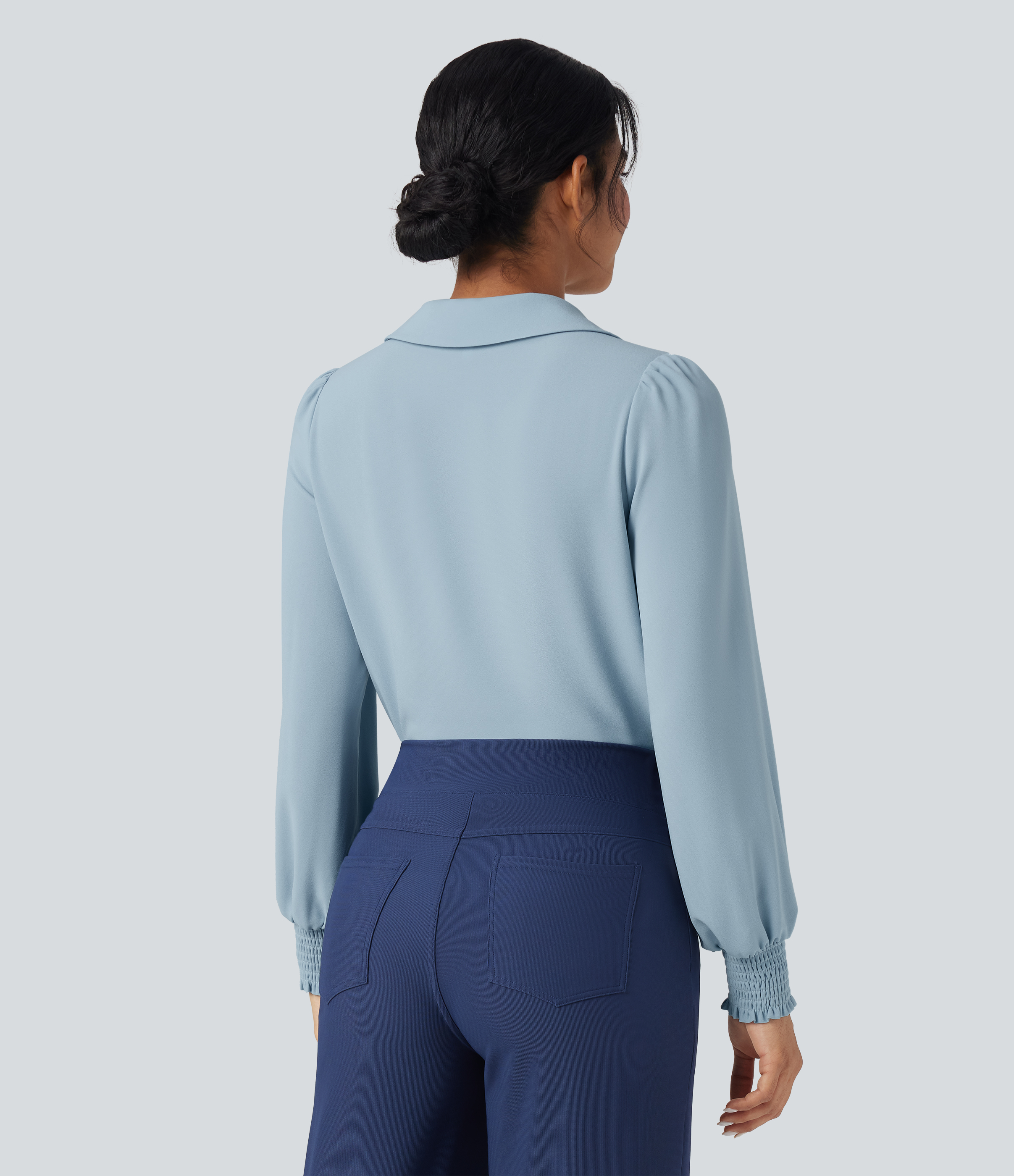 Winter Sky Chemise mousseline anti-froissement col V manches longues / 2