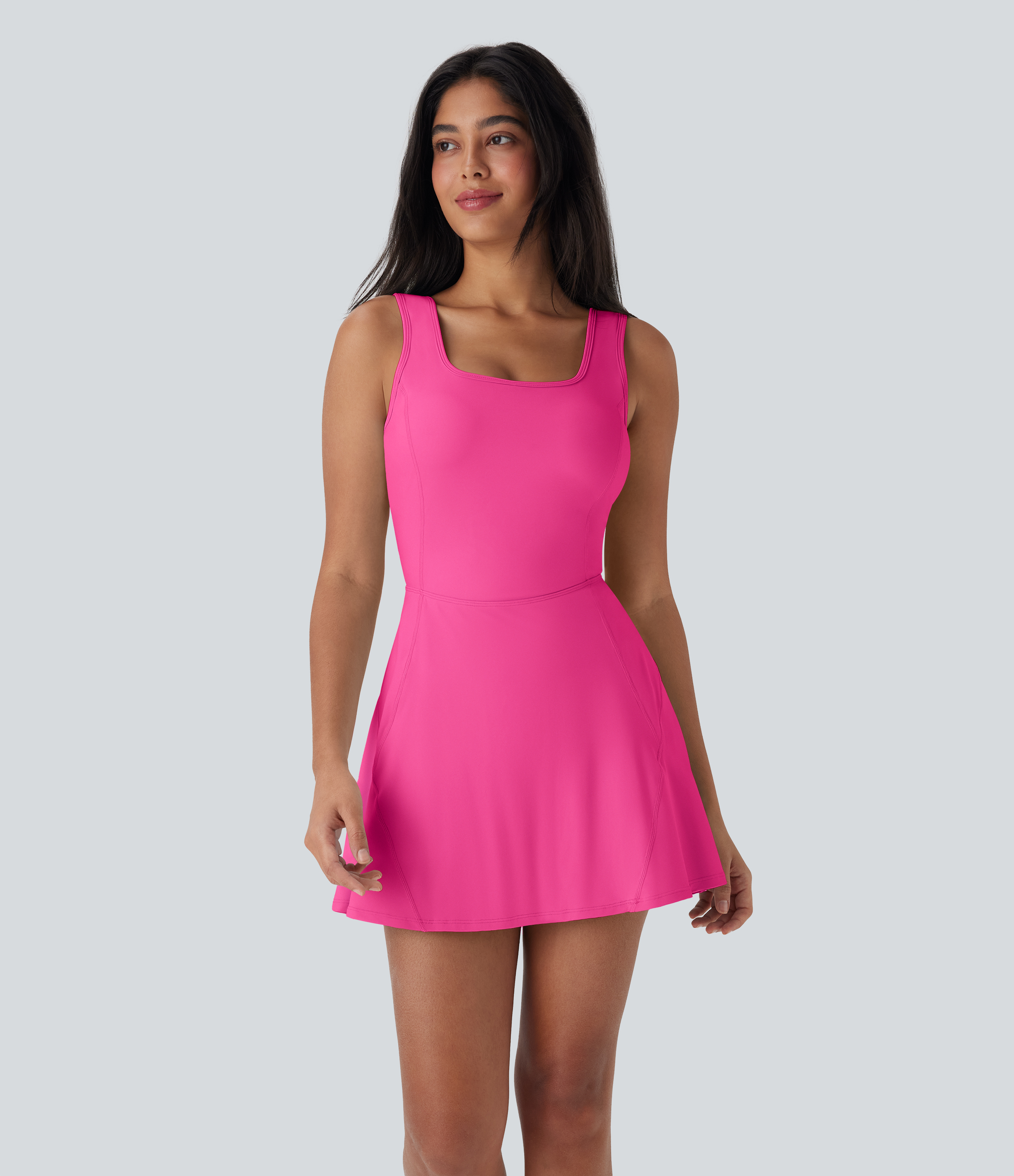 SoftlyZero™ Airy U Neck 2-in-1 Pocket Mini InstantCool Dance Active Dress-Easy Peezy