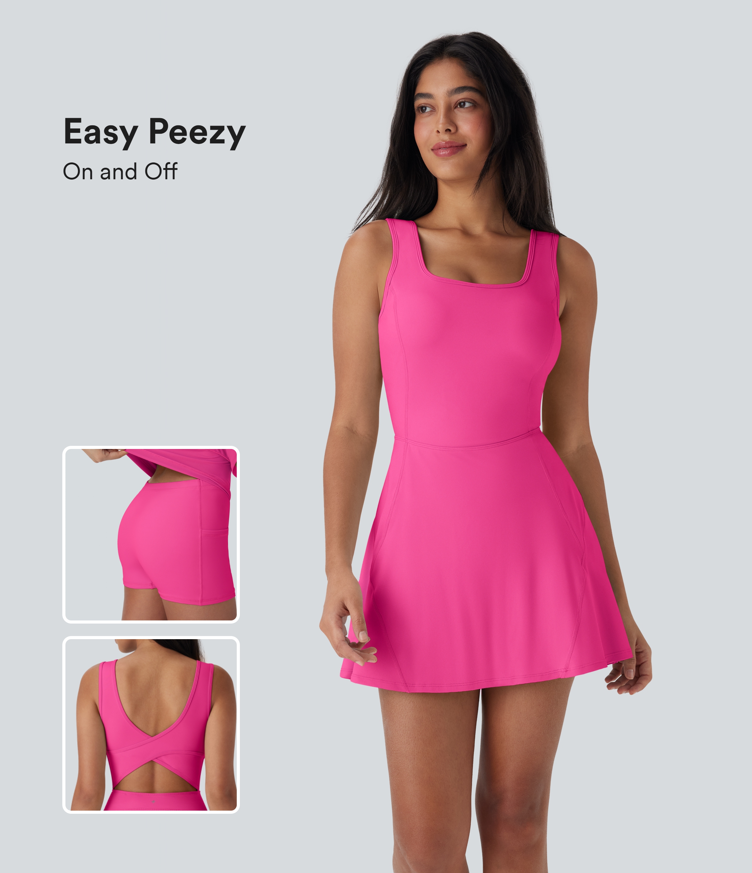 SoftlyZero™ Airy U Neck 2-in-1 Pocket Mini  Dance Active Dress-Easy Peezy