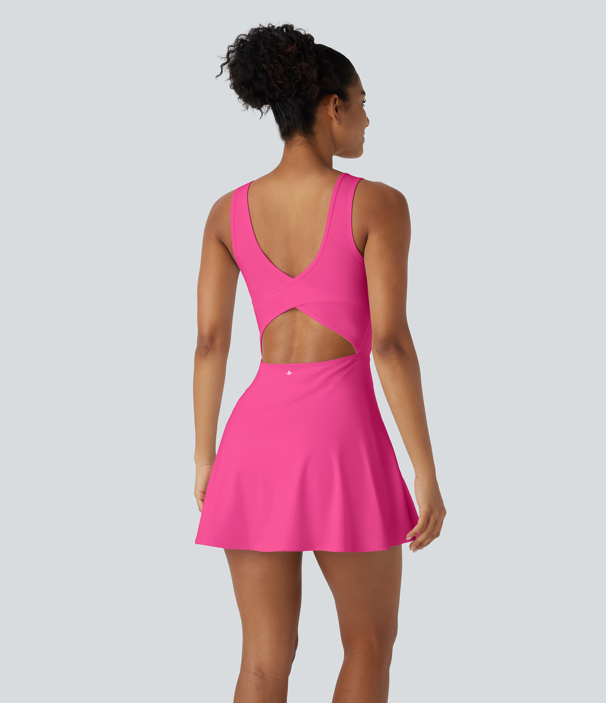 Fuchsia Fedora SoftlyZero™ Airy U-Ausschnitt 2-in-1 Mini-Kleid mit Taschen, InstantCool – Dance-Active-Kleid / 2