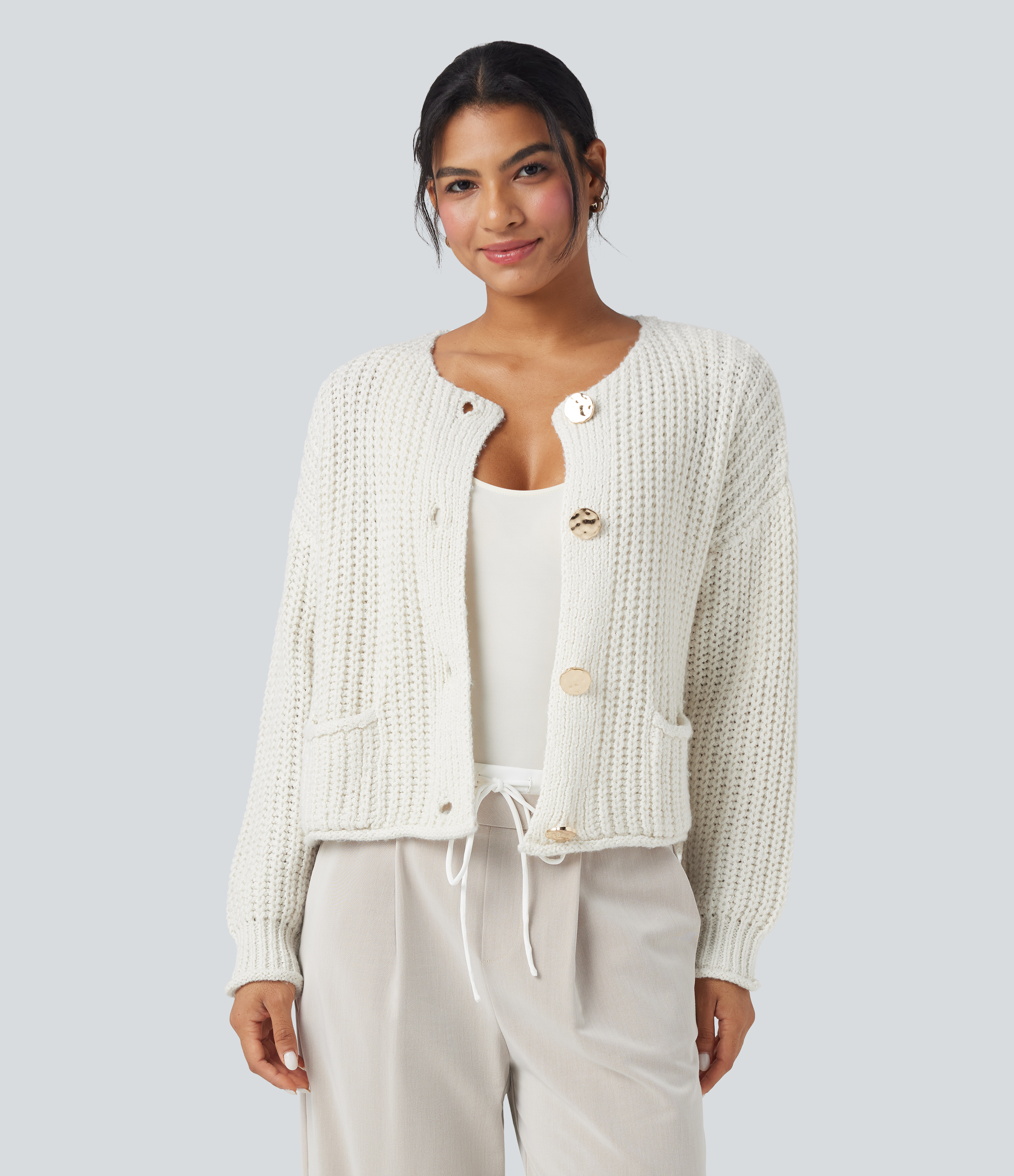 Button Fly Relaxed Casual Cardigan with Pockets
