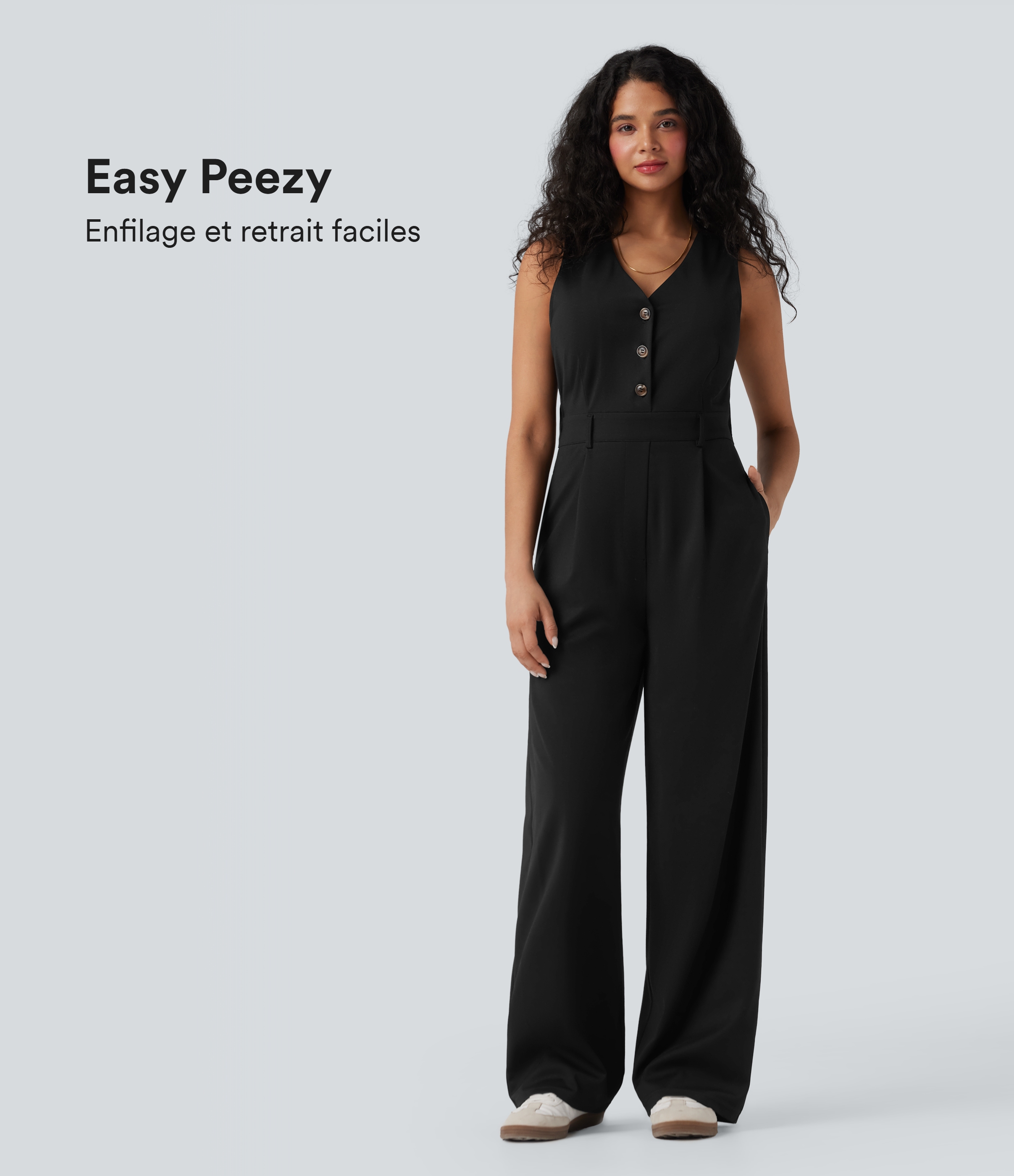 Combinaison gilet col V sans manches avec poches - Easy Peasy