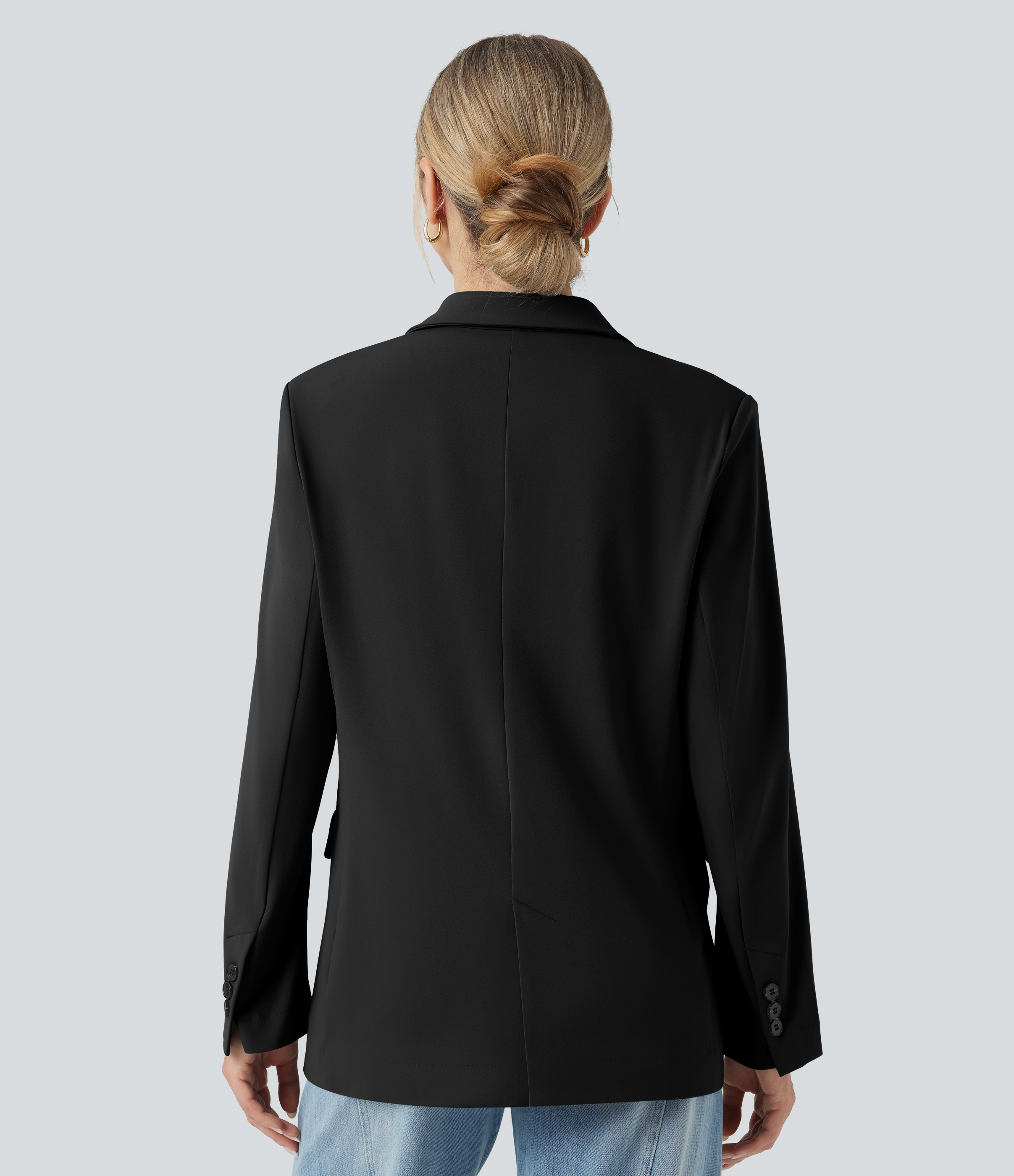 Black DayStretch Notched Collar Long Sleeve Work Blazer with Pockets / 2