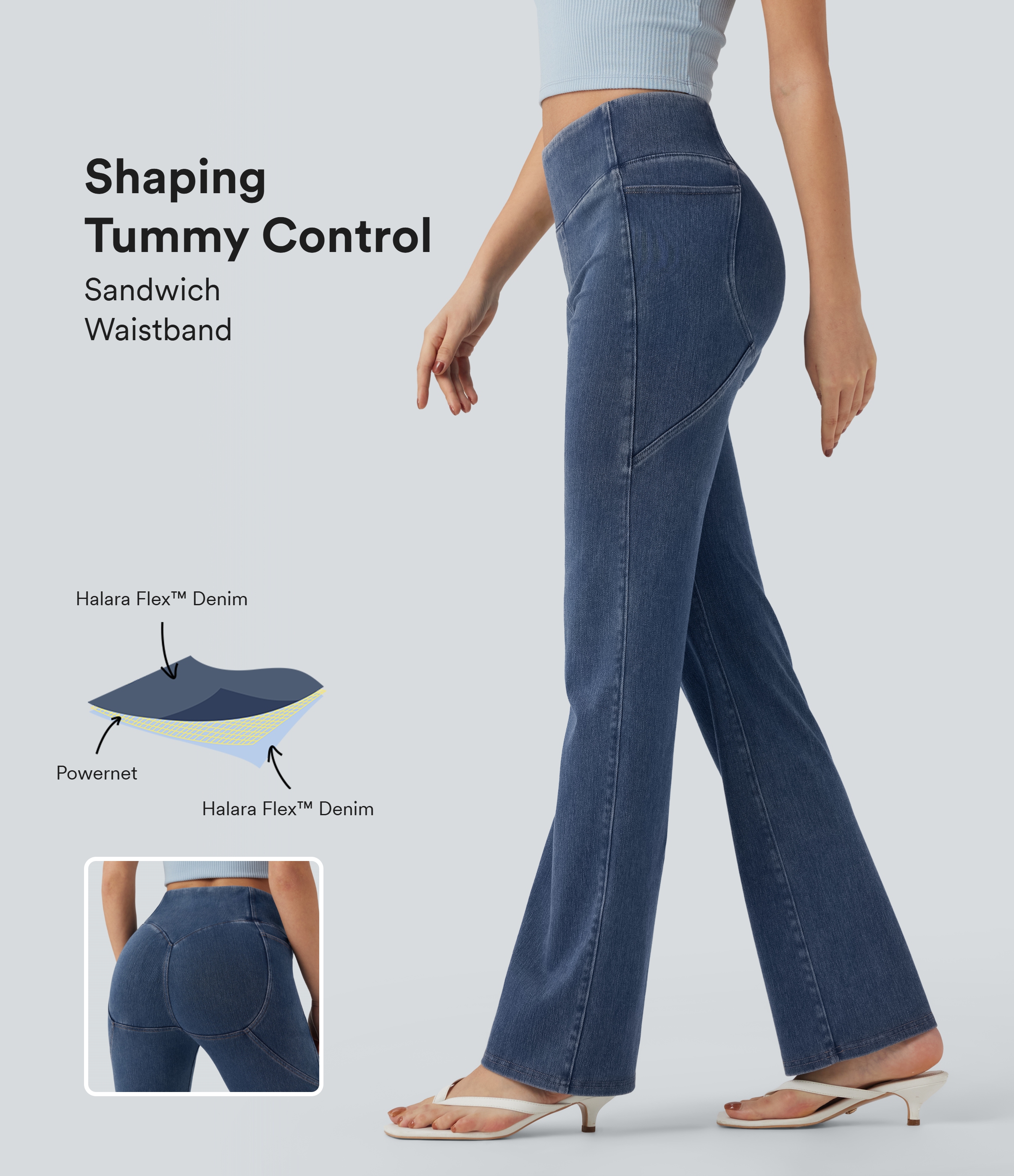 Halara Flex™ High Waisted Tummy Control Casual Bootcut Jeans with Pockets