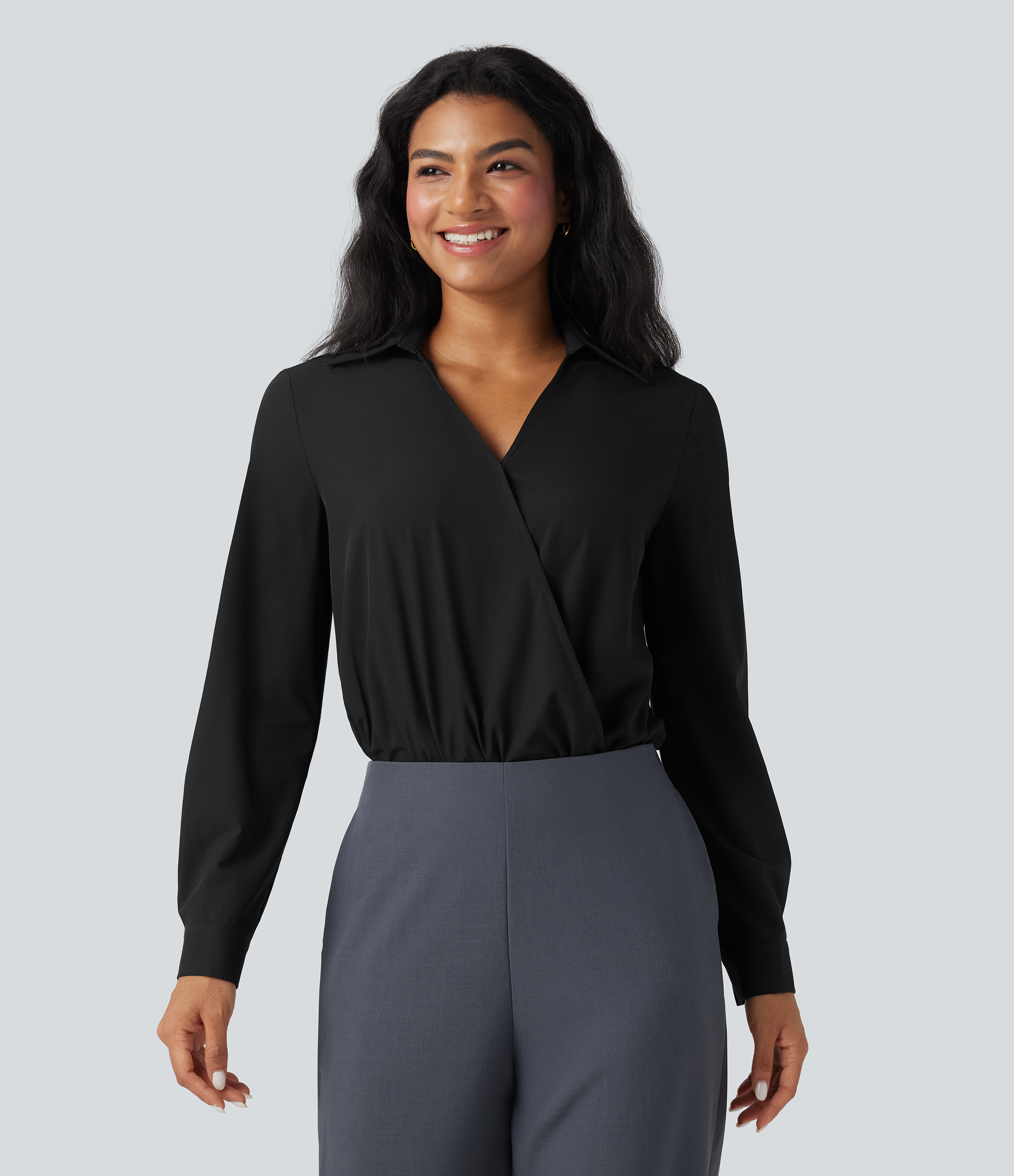 Body chemise de travail Breezeful™ col V manches longues séchage rapide