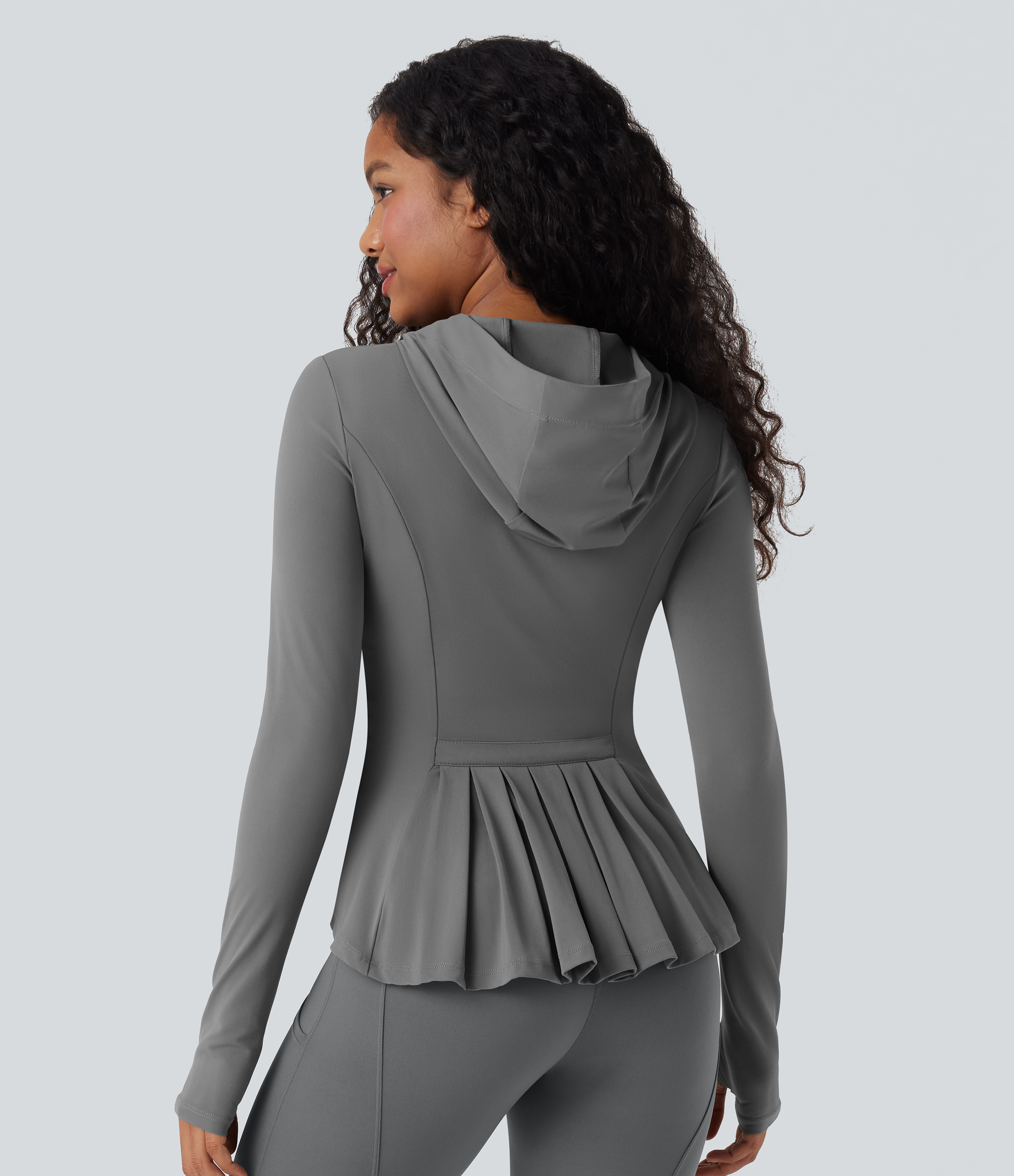 Women's SoftlyZero™ Hooded Long Sleeve Thumb Hole Pleated Jacket