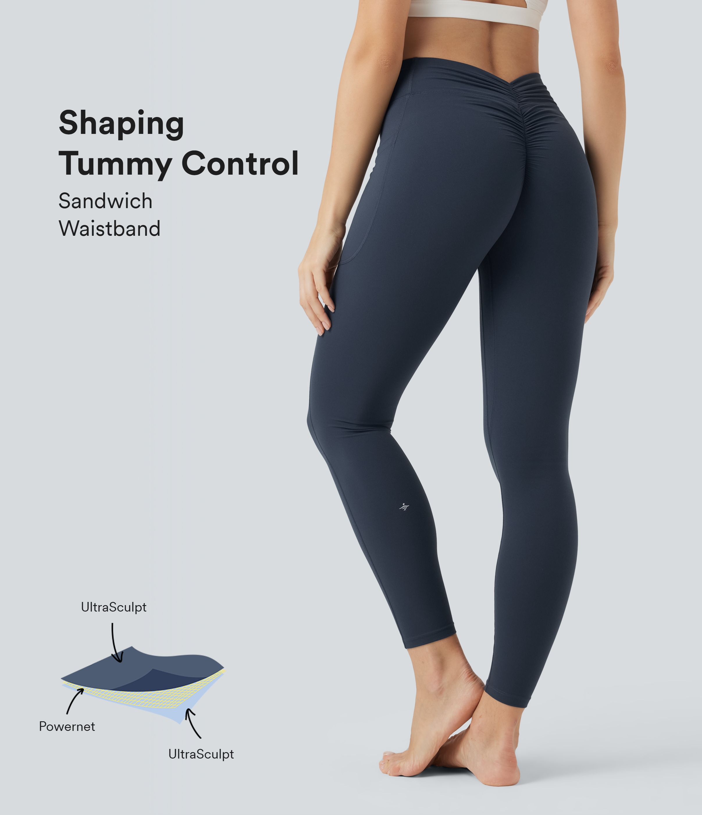 Carbon Leggings de yoga Halara UltraSculpt™ moldeadores de cintura alta con control de abdomen y bolsillos / 1