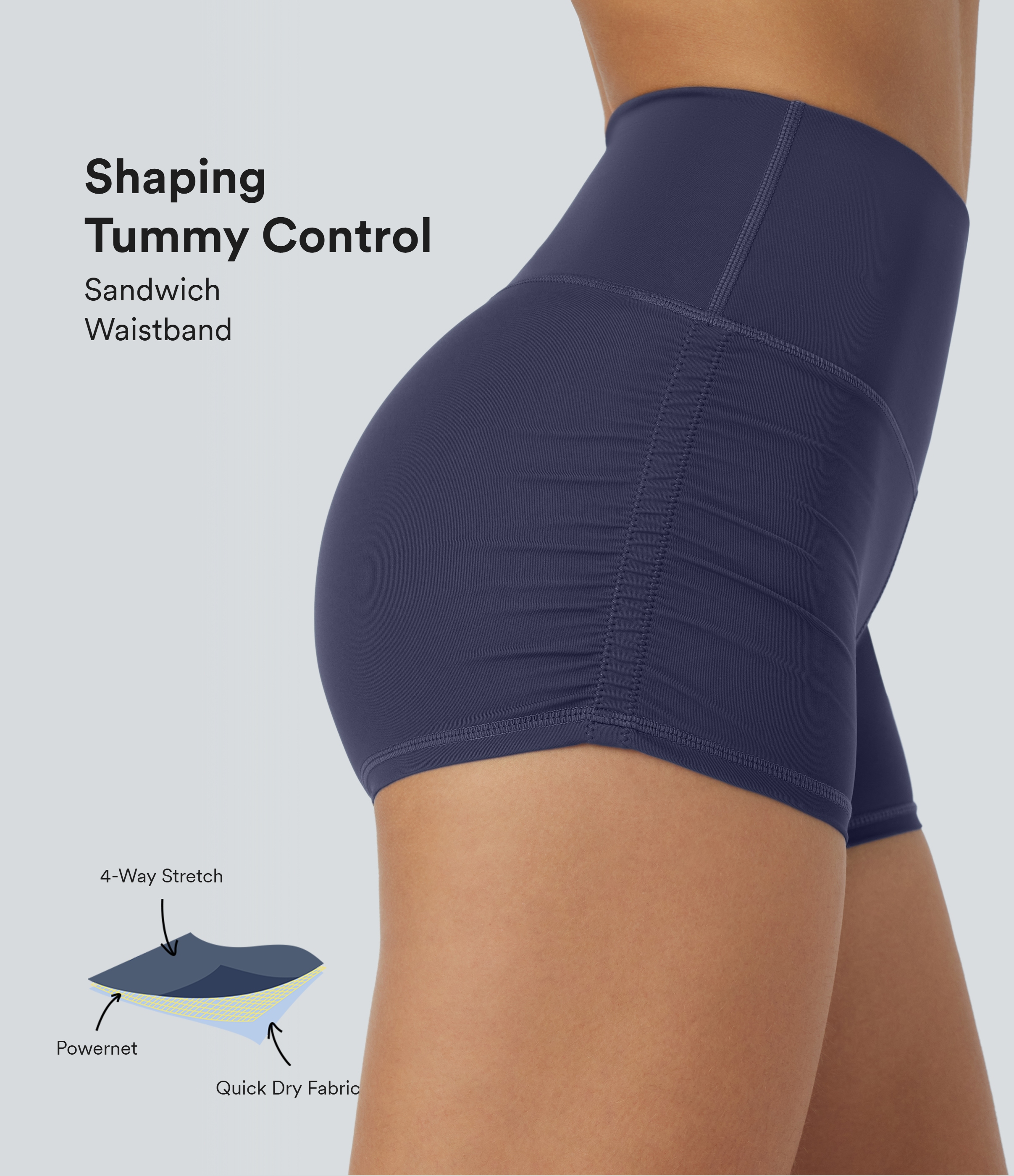 SoftlyZero™ QuickDry High Waisted Tummy Control Ruched Running Biker Shorts 2.5''