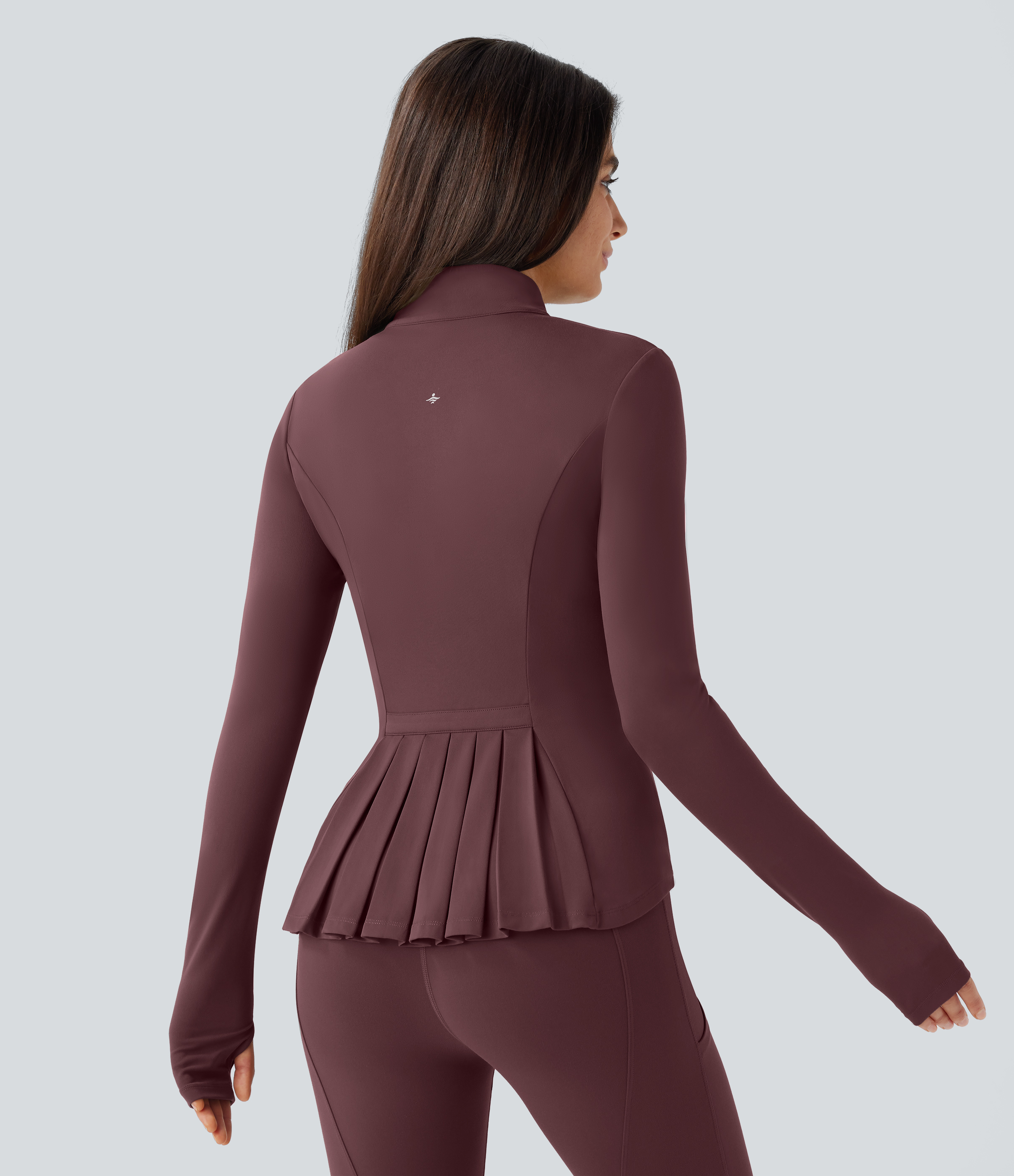 SoftlyZero™ Stand Collar Thumb Hole Pockets Pleated Zipper Slim Jacket-UPF50+